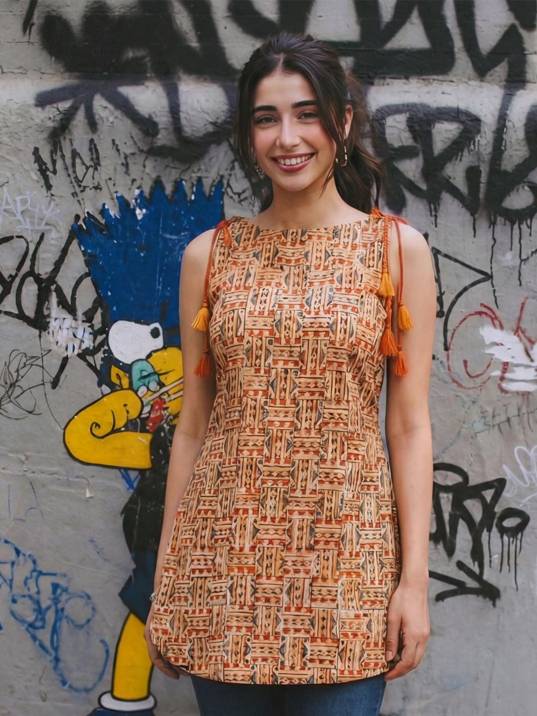 MIKAMI Women Tribal Printed Kurti