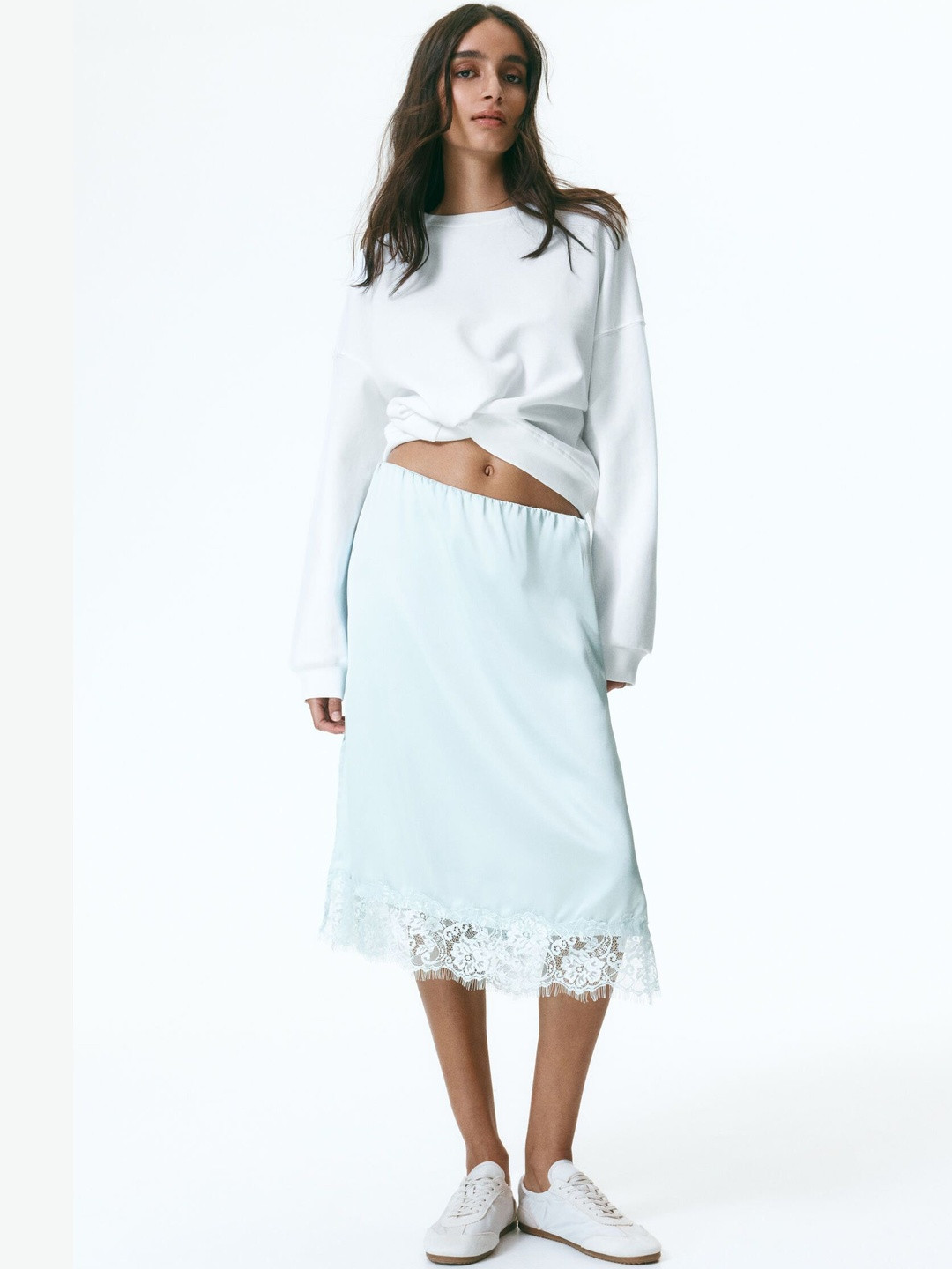 H&M Lace-Trimmed Skirt
