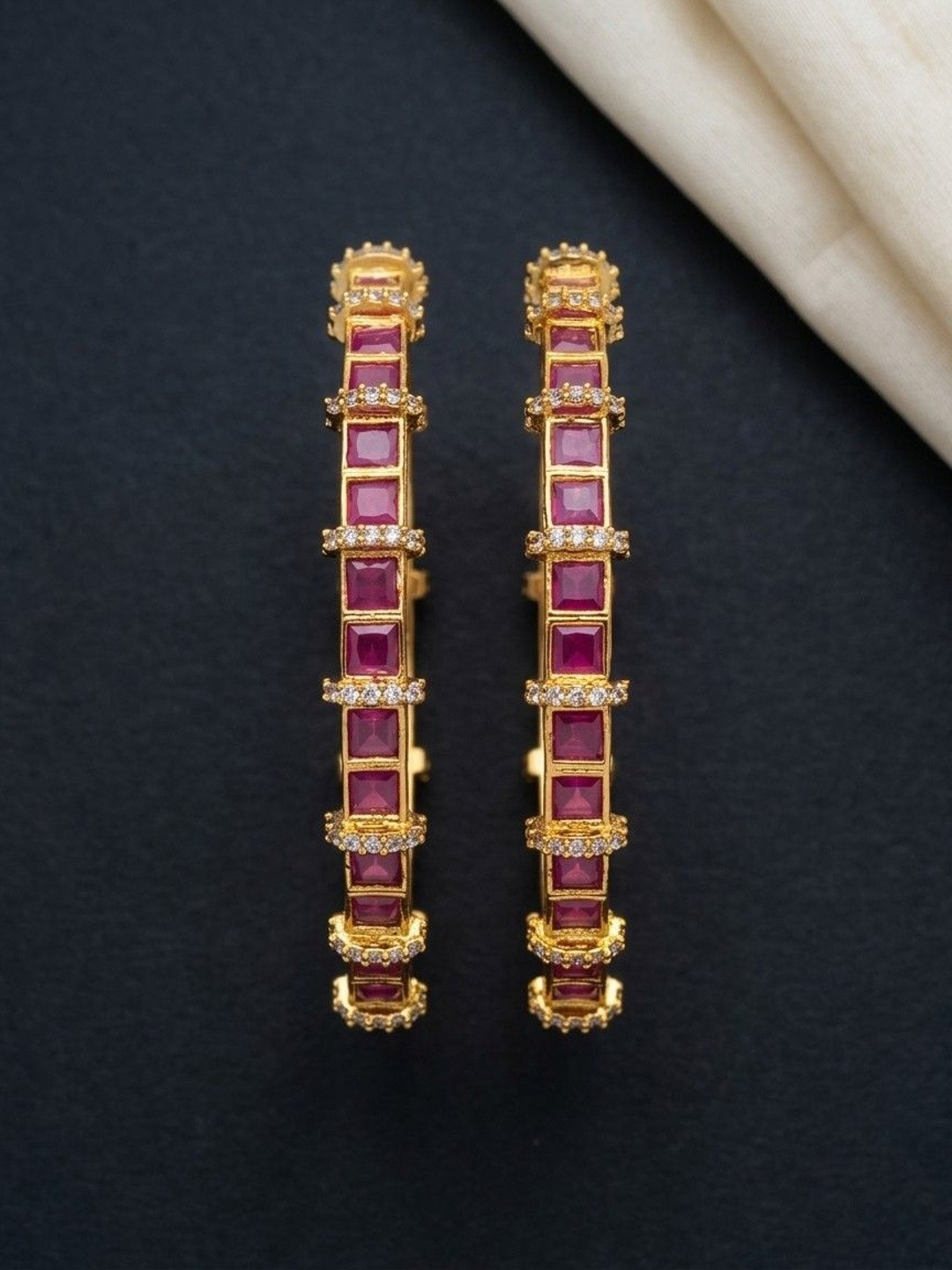 Talish Gold-Plated Temple American Diamond Bangle