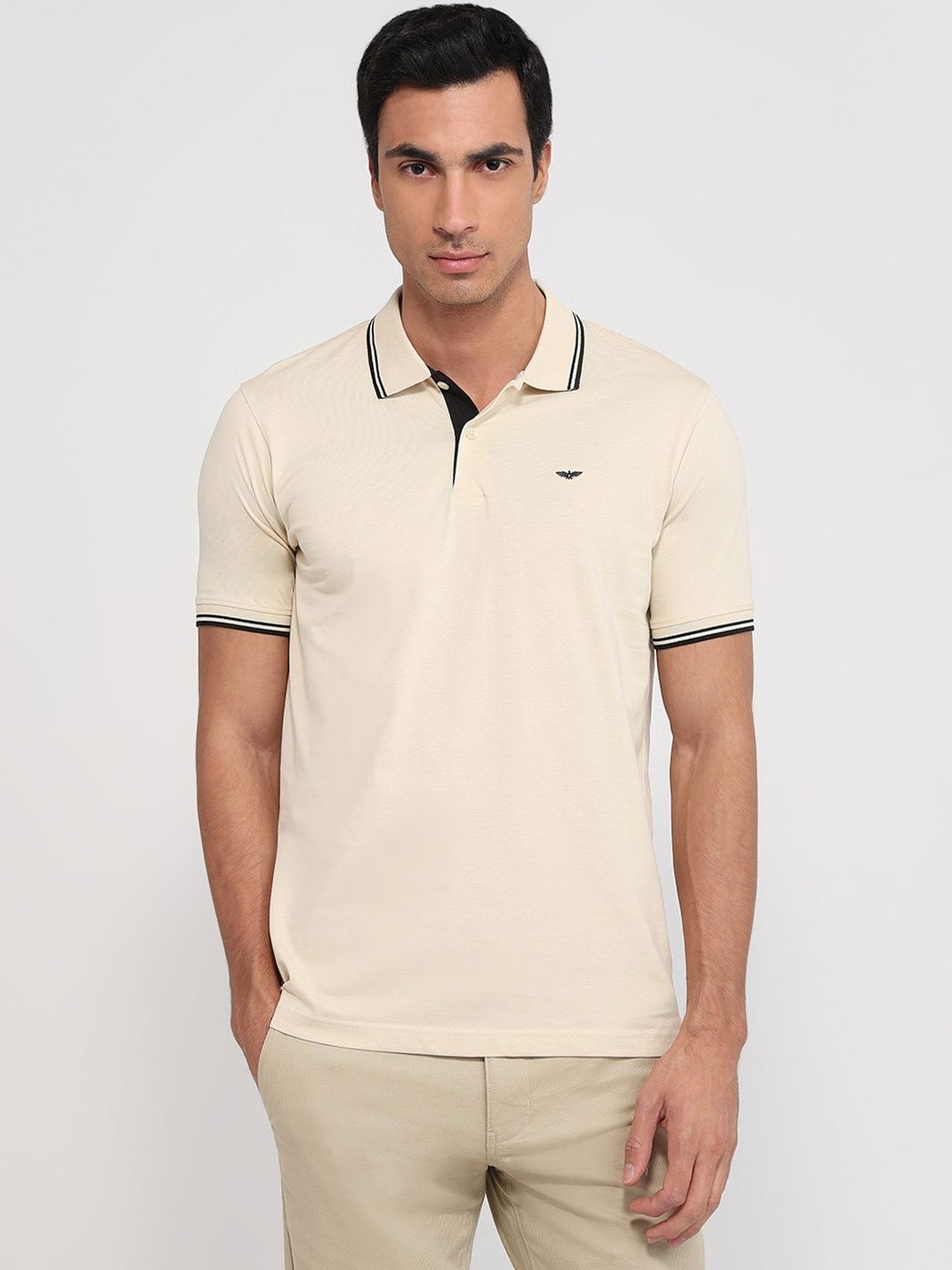 Park Avenue Men Brand Logo Polo Collar Pure Cotton Pockets Slim Fit T-shirt