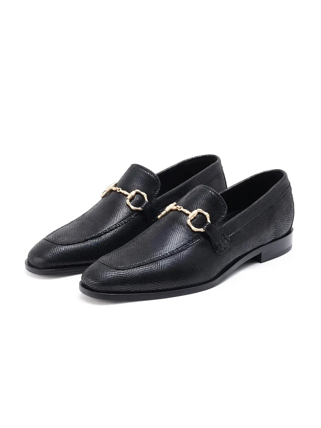 RARE RABBIT Men Black Leather Regular Loafers