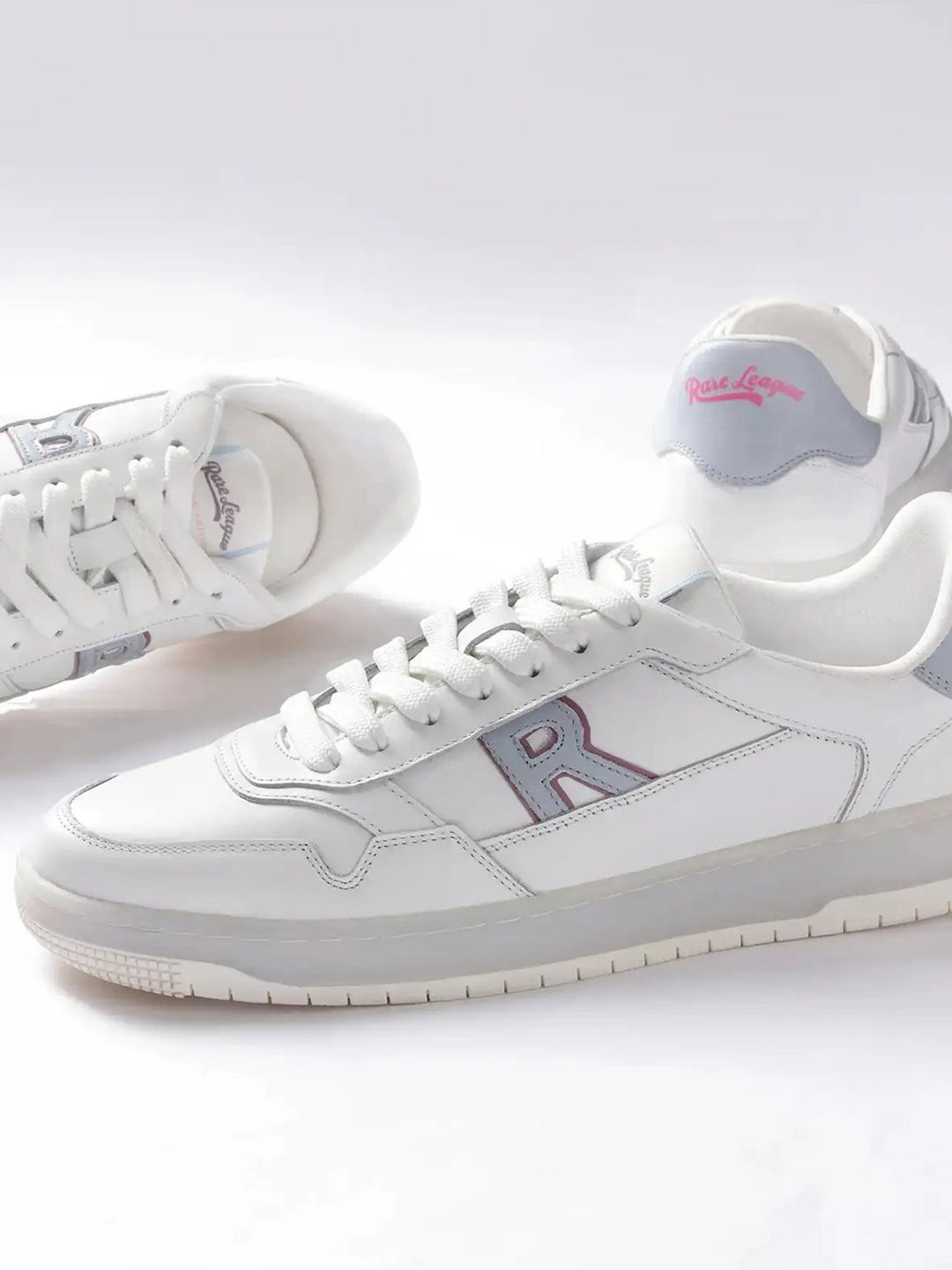 RARE RABBIT Men White Leor Printed Leather Sneakers