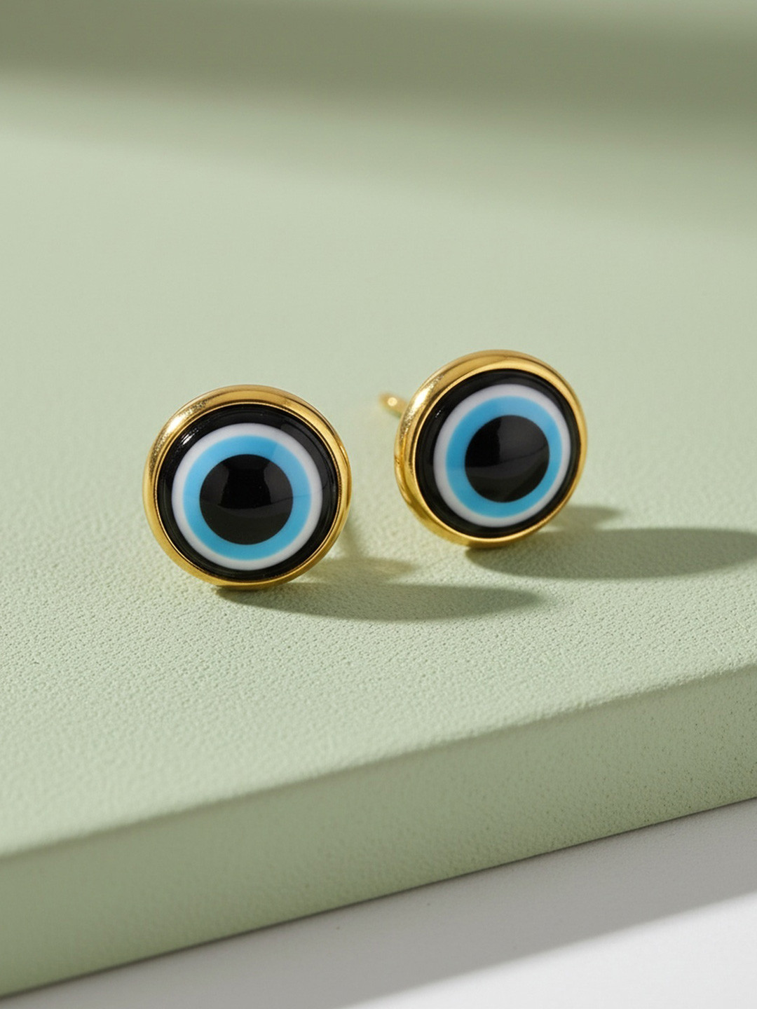 ELRA 18k Gold Plated Stainless Steel Waterproof & Anti-Tarnish Evil Eye Stud Earrings