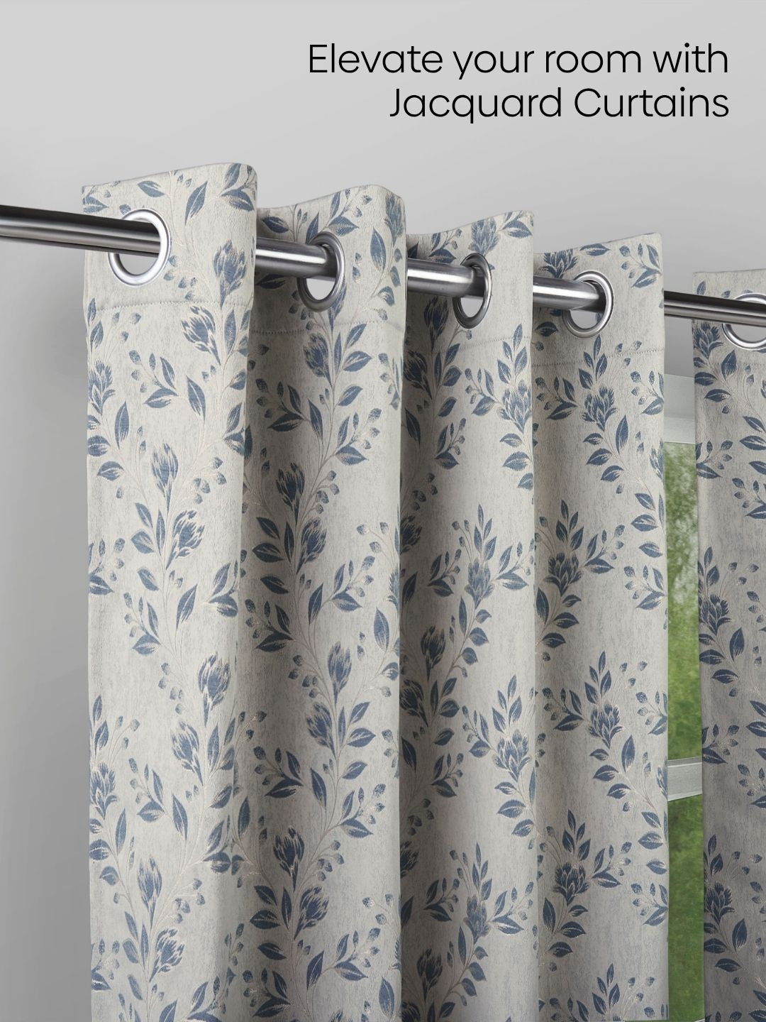 haus & kinder Blue & White Set of 2 Floral Room Darkening Window