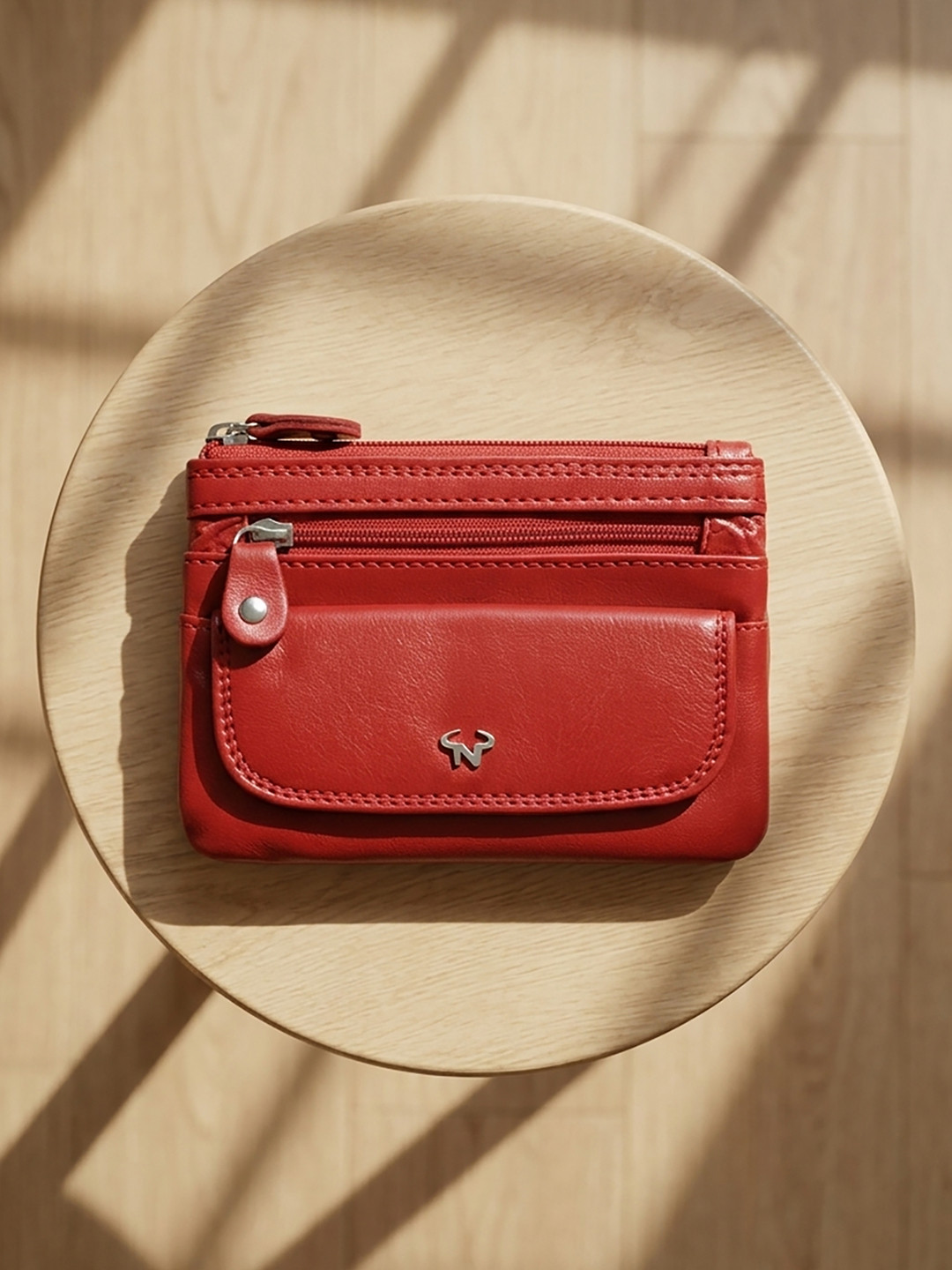 CALFNERO Unisex Textured Leather Zip Around Wallet