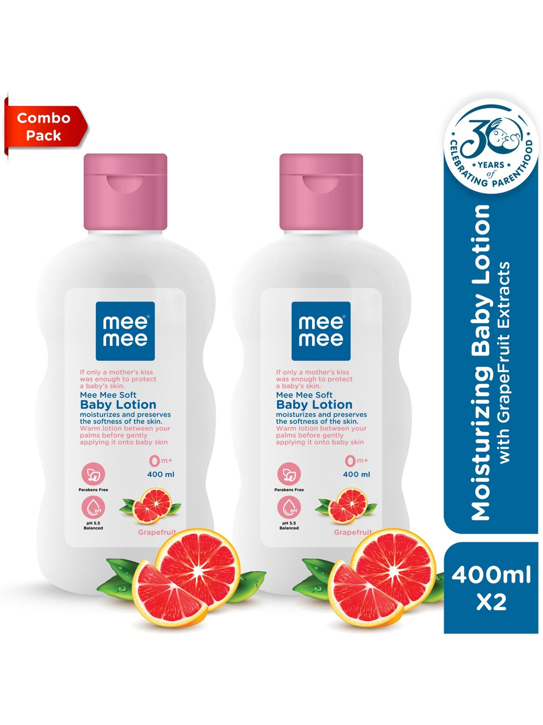 MeeMee Set Of 2 Moisturizing Baby Lotion with Grape Fruit Extracts - 200 ml Each