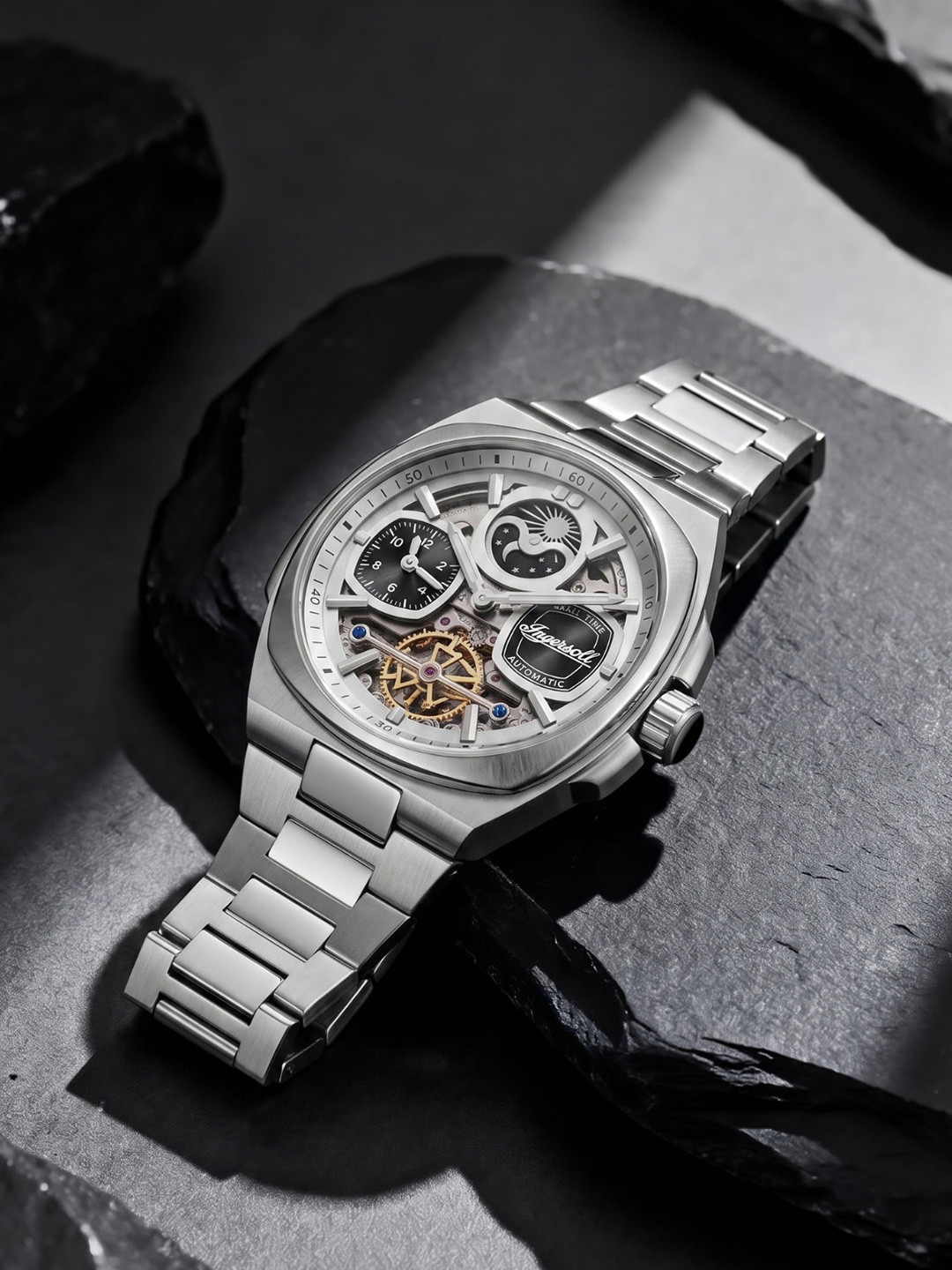Ingersoll Men Dial & Stainless Steel Bracelet Style Straps Analogue Automatic Watch I15802