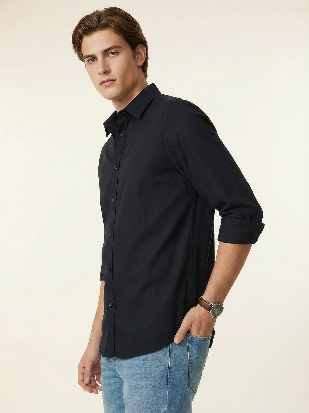 Nautica Spread Collar Casual Shirt