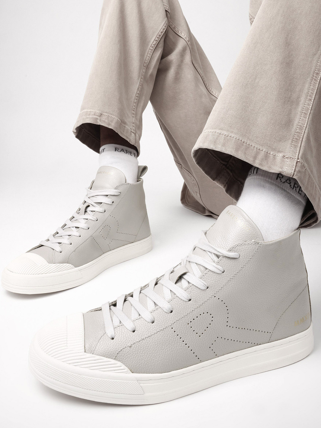 RARE RABBIT Men Sauron Hi Pro Leather Sneakers