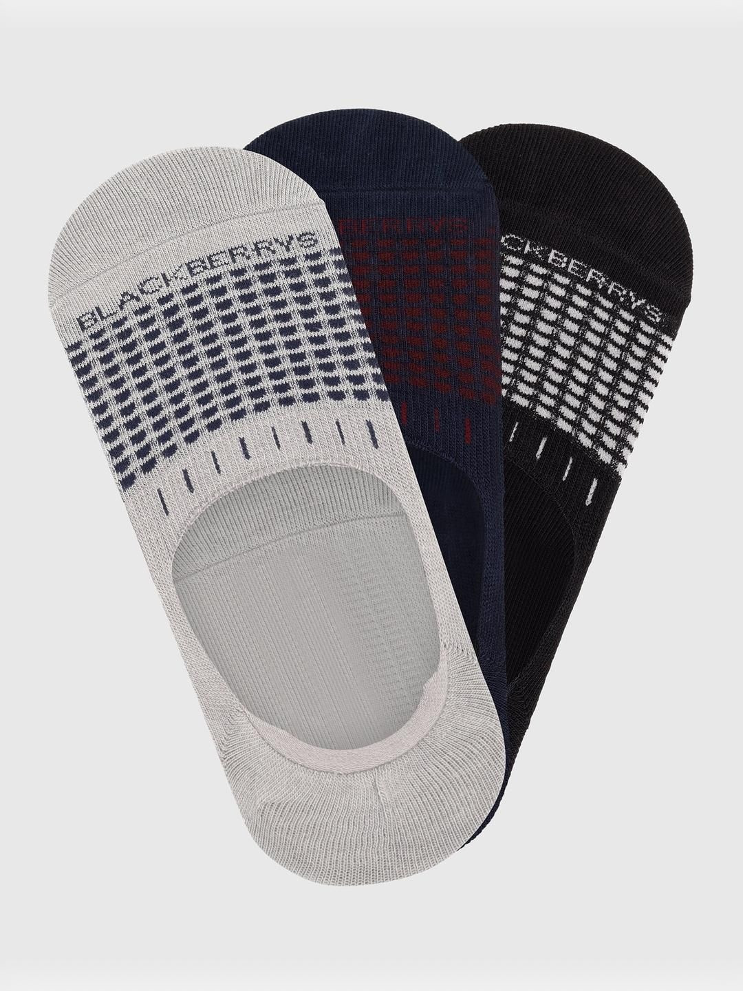 Blackberrys Men Pack of 3 Cotton Assorted Patterned Shoe Liners Socks