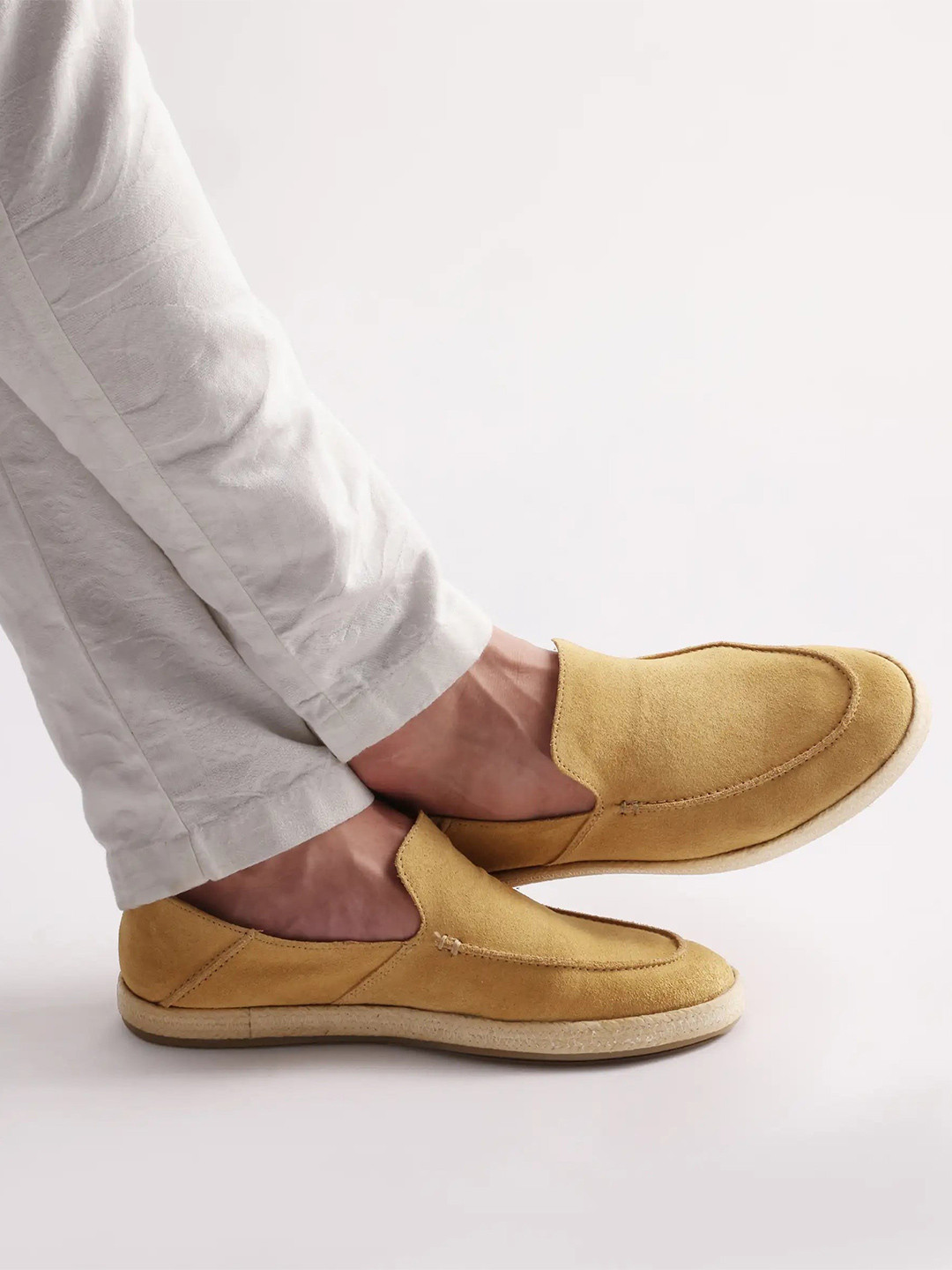 RARE RABBIT Men Havana Mustard Yellow Leather Loafers