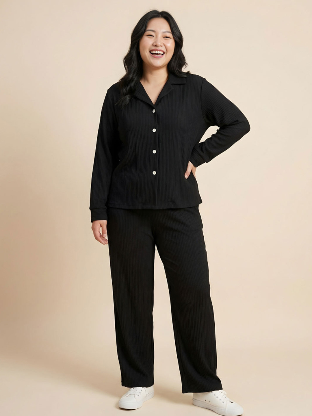 Lugo Self Design Shirt Collar Shirt With Trousers