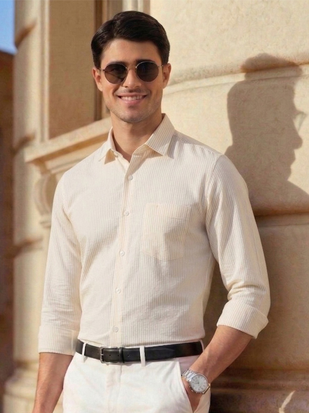 FILO HEVIS Men Premium Striped Cotton Formal Shirt Classic