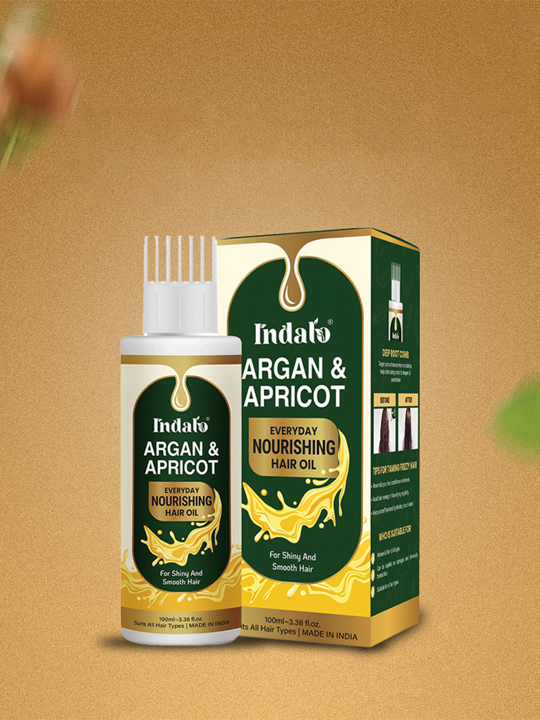 INDALO Argan & Apricot Everyday Nourishing Hair Oil For Smooth & Shiny Hair - 100ml