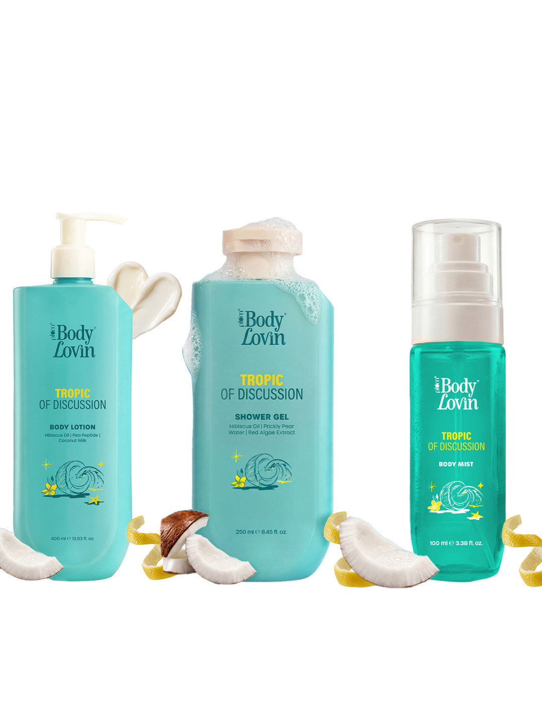 Plum Set of 3 BodyLovin' Tropic Of Discussion Shower Gel +Body Lotion + Body Mist