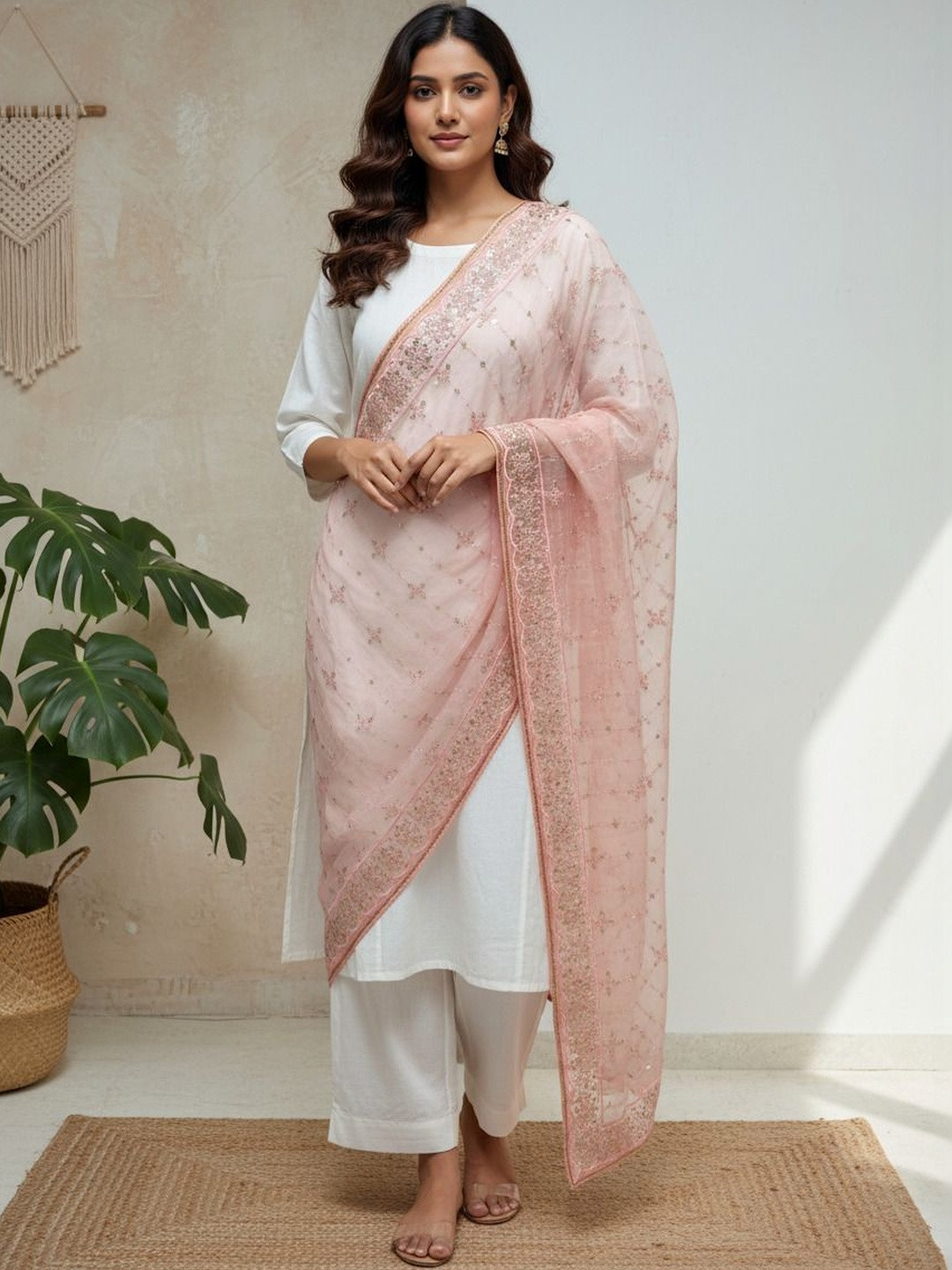 Komurr Embroidered Organza Dupatta with Zari