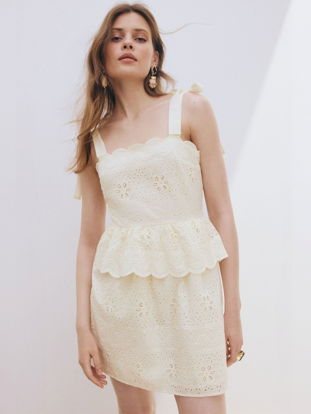 H&M Tie-Strap Broderie Anglaise Dress