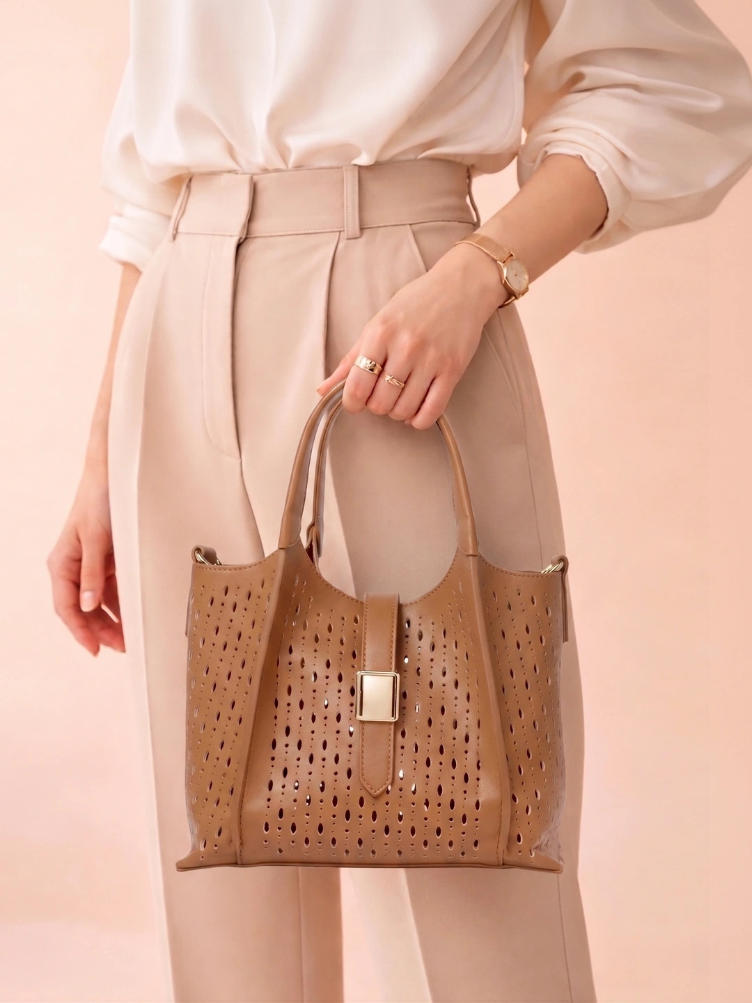 Forever New Lia Textured Medium Structured Tote Bag With Pouch