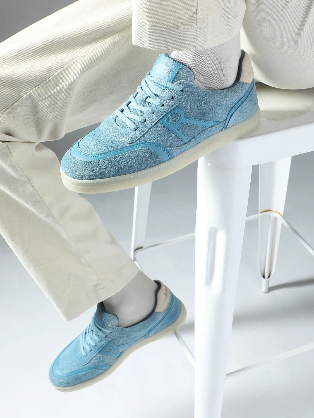 RARE RABBIT Men Suede Round Toe Lace-Ups Sneakers