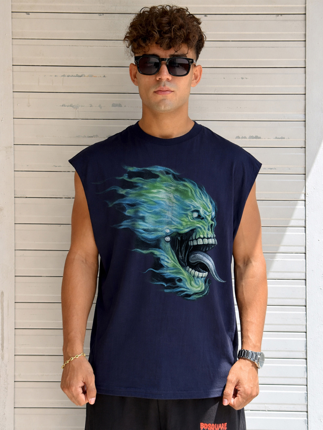 BDSQUARE Printed Cotton Gym Vest
