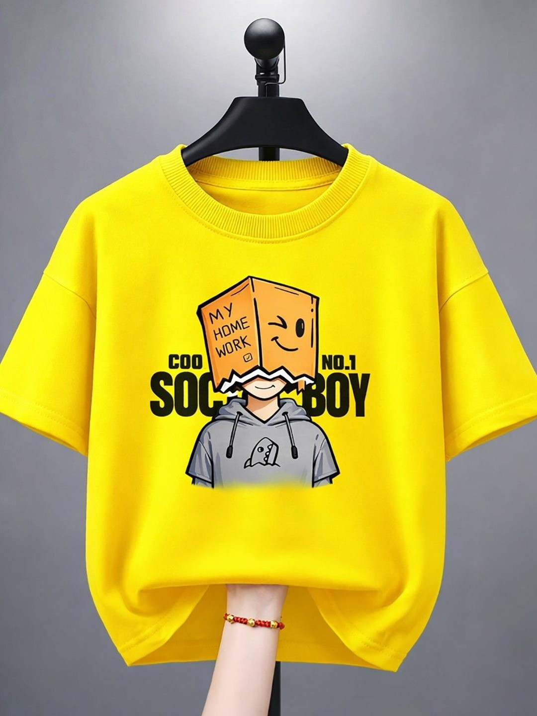 KEESOR Boys Half Sleeve Casual Graphic Printed Cotton Round Neck Regular Fit T-shirt