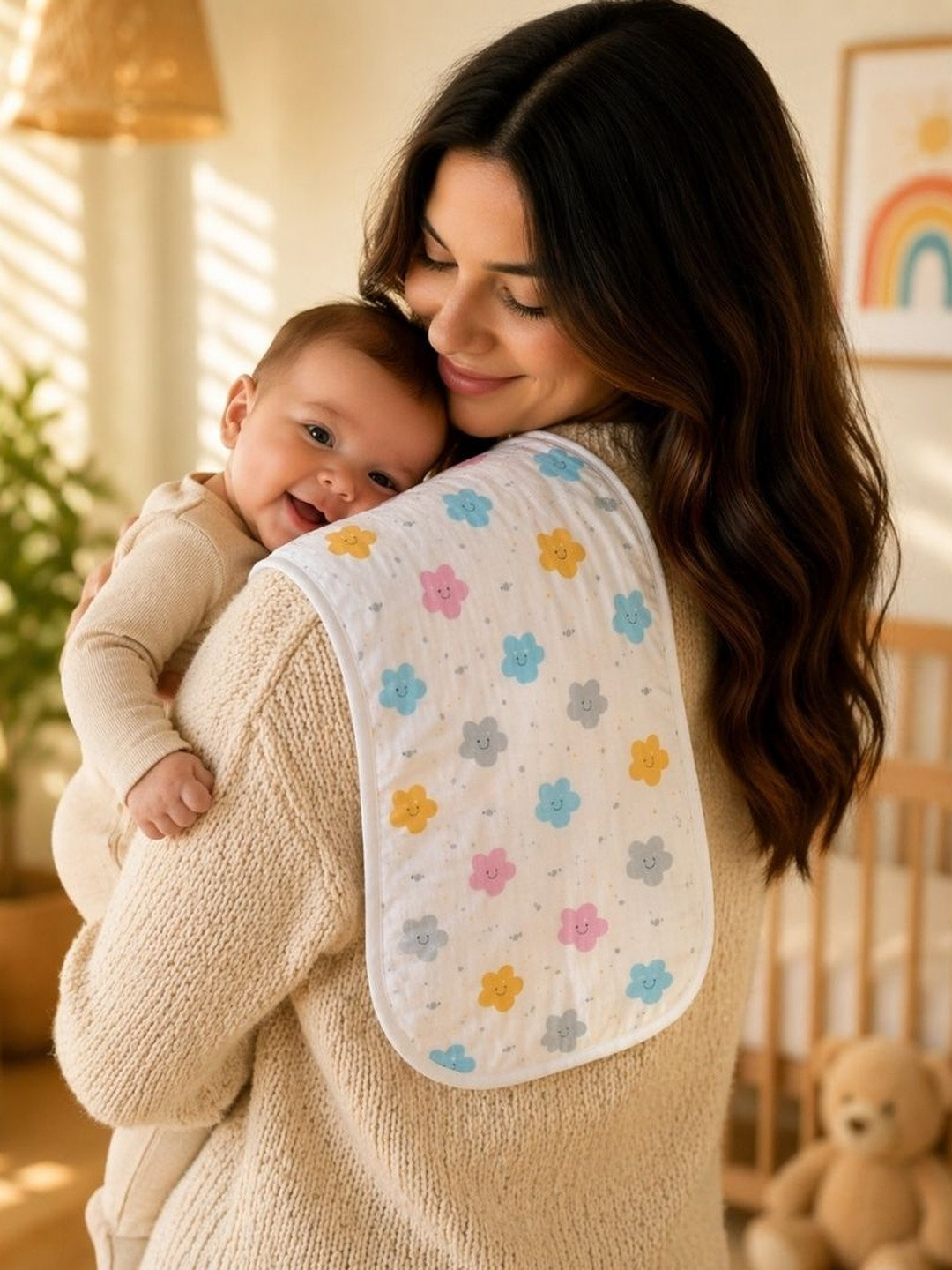 ZIKKU Set Of 5 Printed Cotton Burp Cloth Set