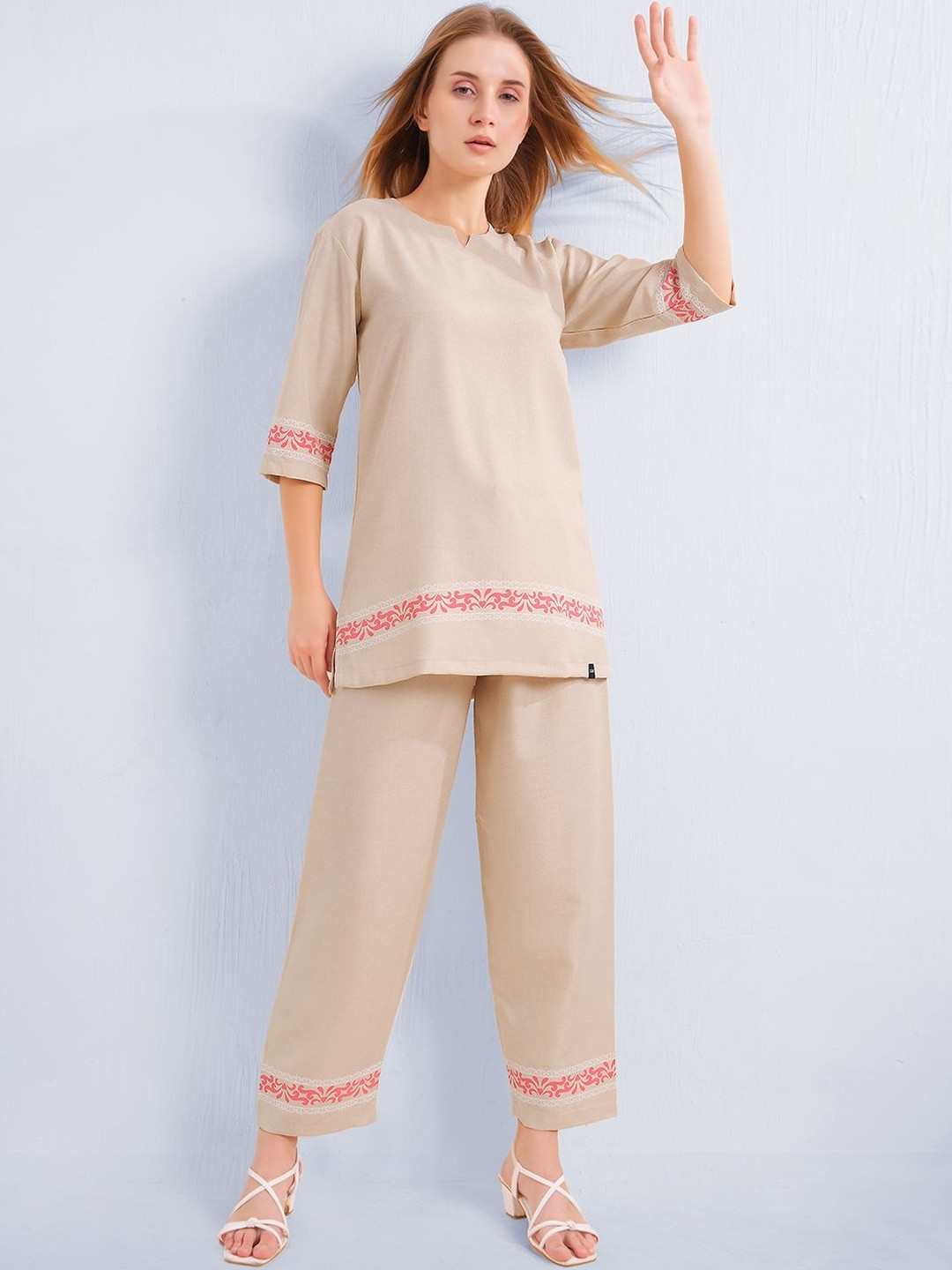 L&M Bohemian Embroidered Top with Palazzos