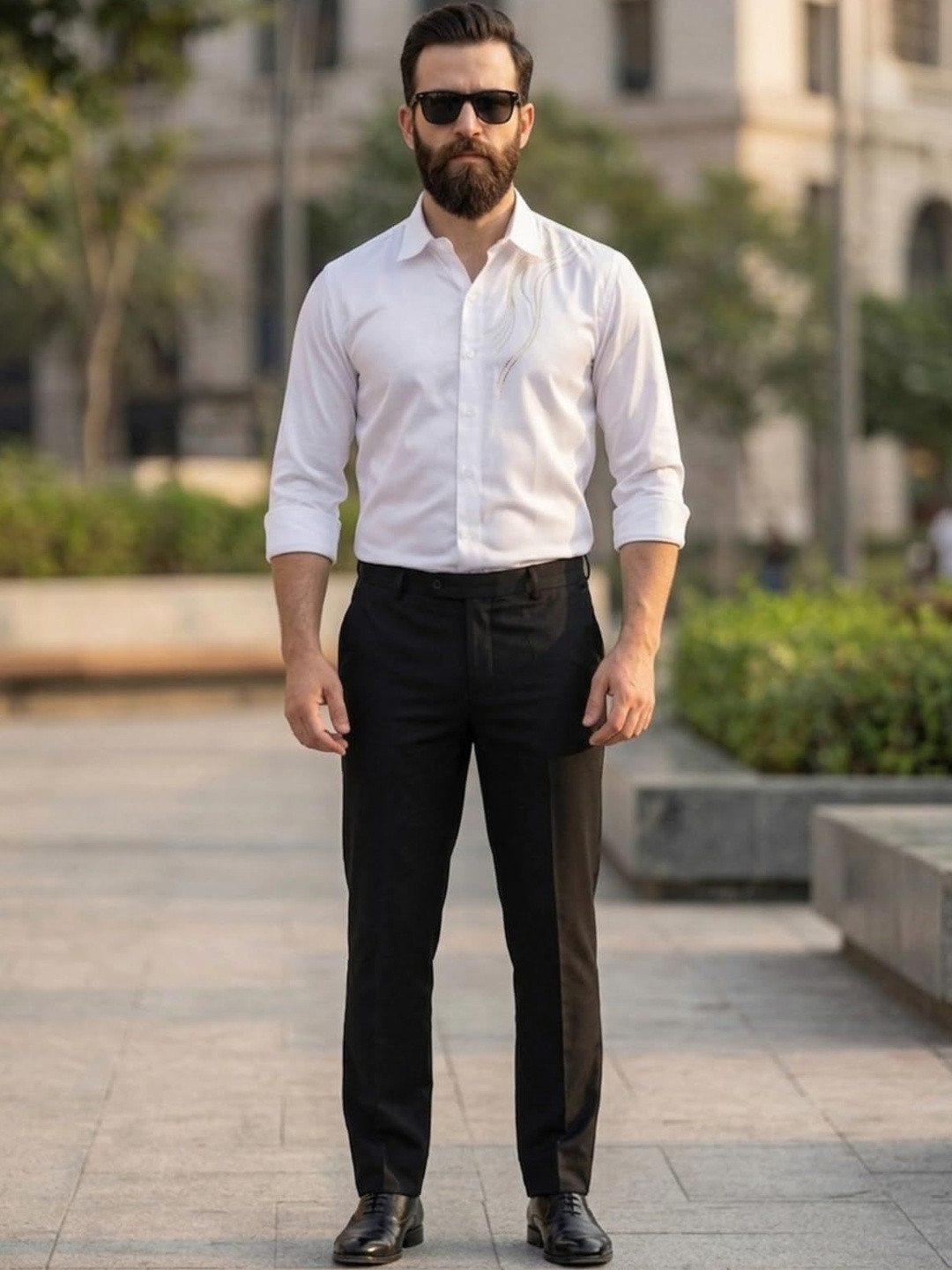 INDOPRIMO Men White Satin Casual Shirt