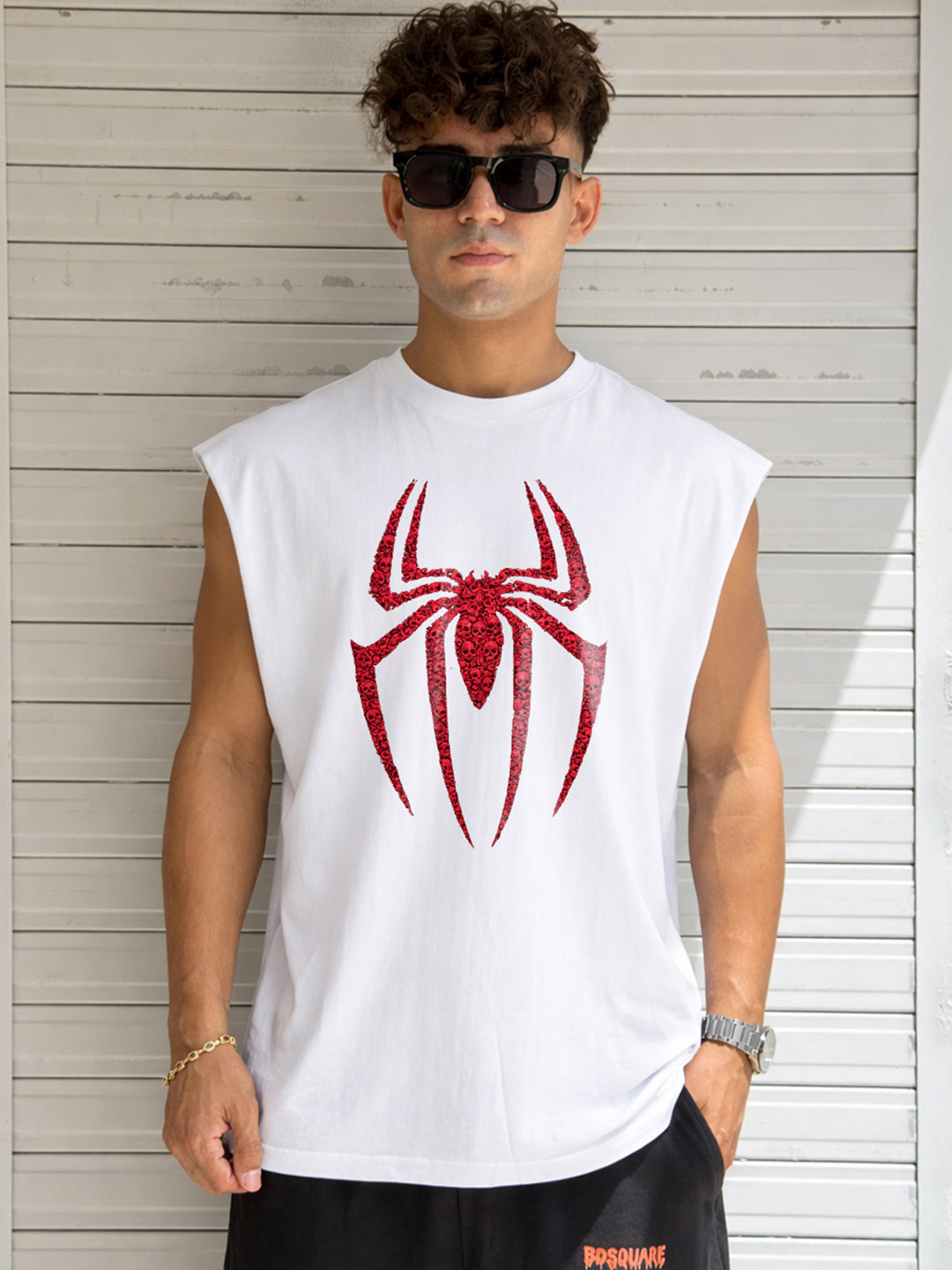 BDSQUARE Graphic Printed Round Neck Cotton Innerwear Vests