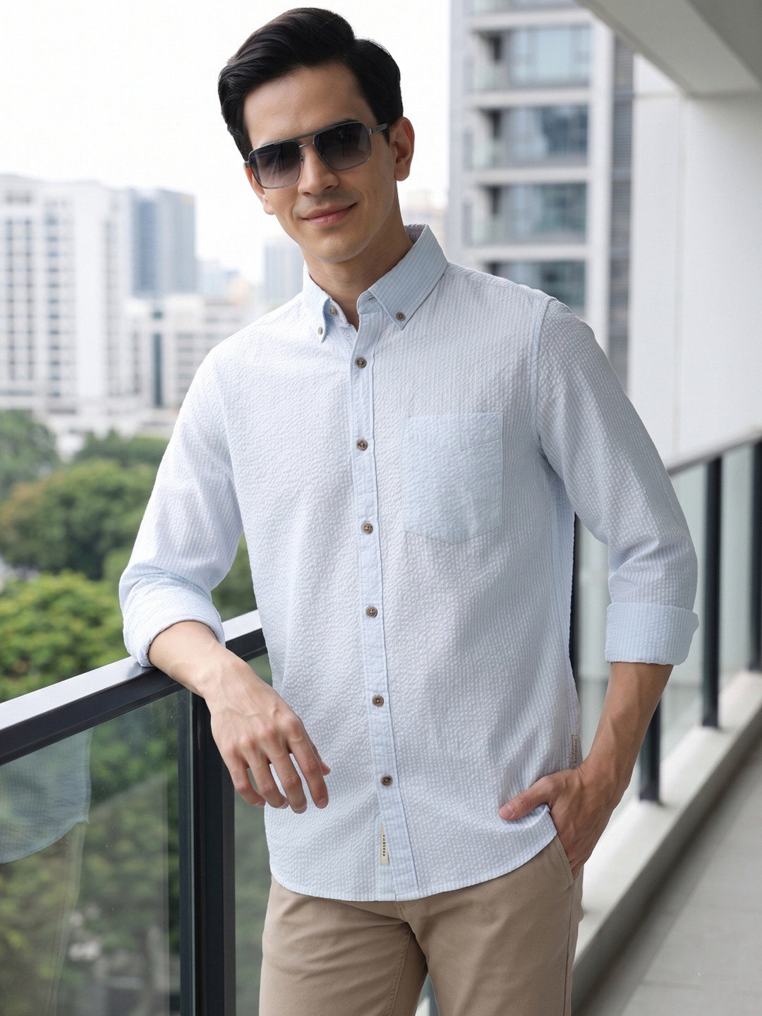 Thomas Scott Button-Down Collar Pure Cotton Slim Fit Casual Shirts