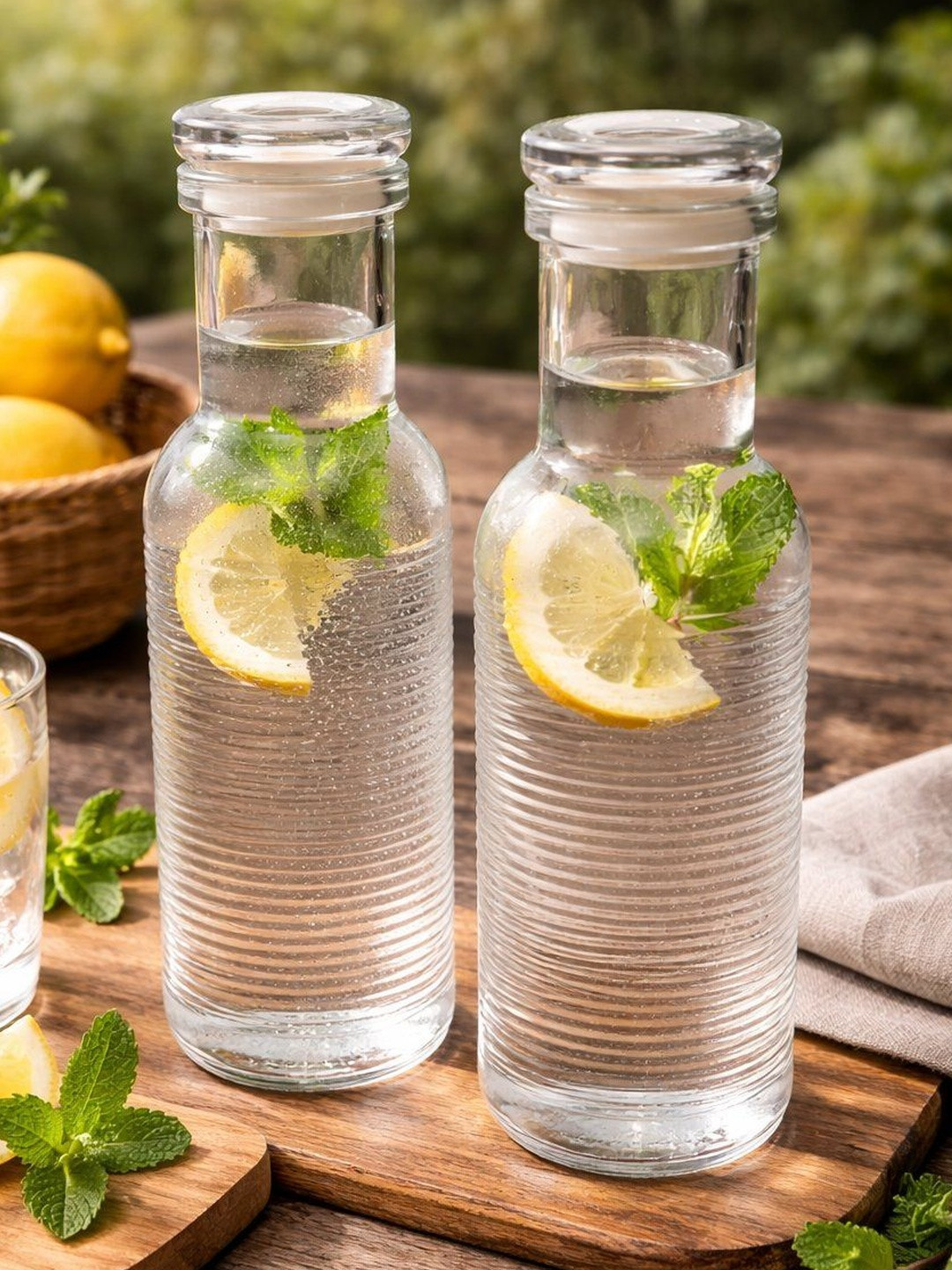Buy RUHANI HOMES Transparent & Transparent Set Of 2 Glass Checked Water Bottle - - Home for Unisex