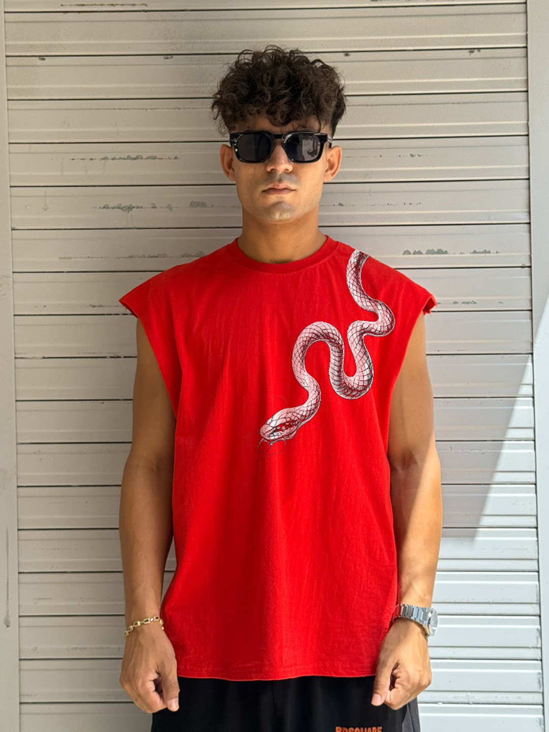 BDSQUARE Printed Cotton Gym Vest