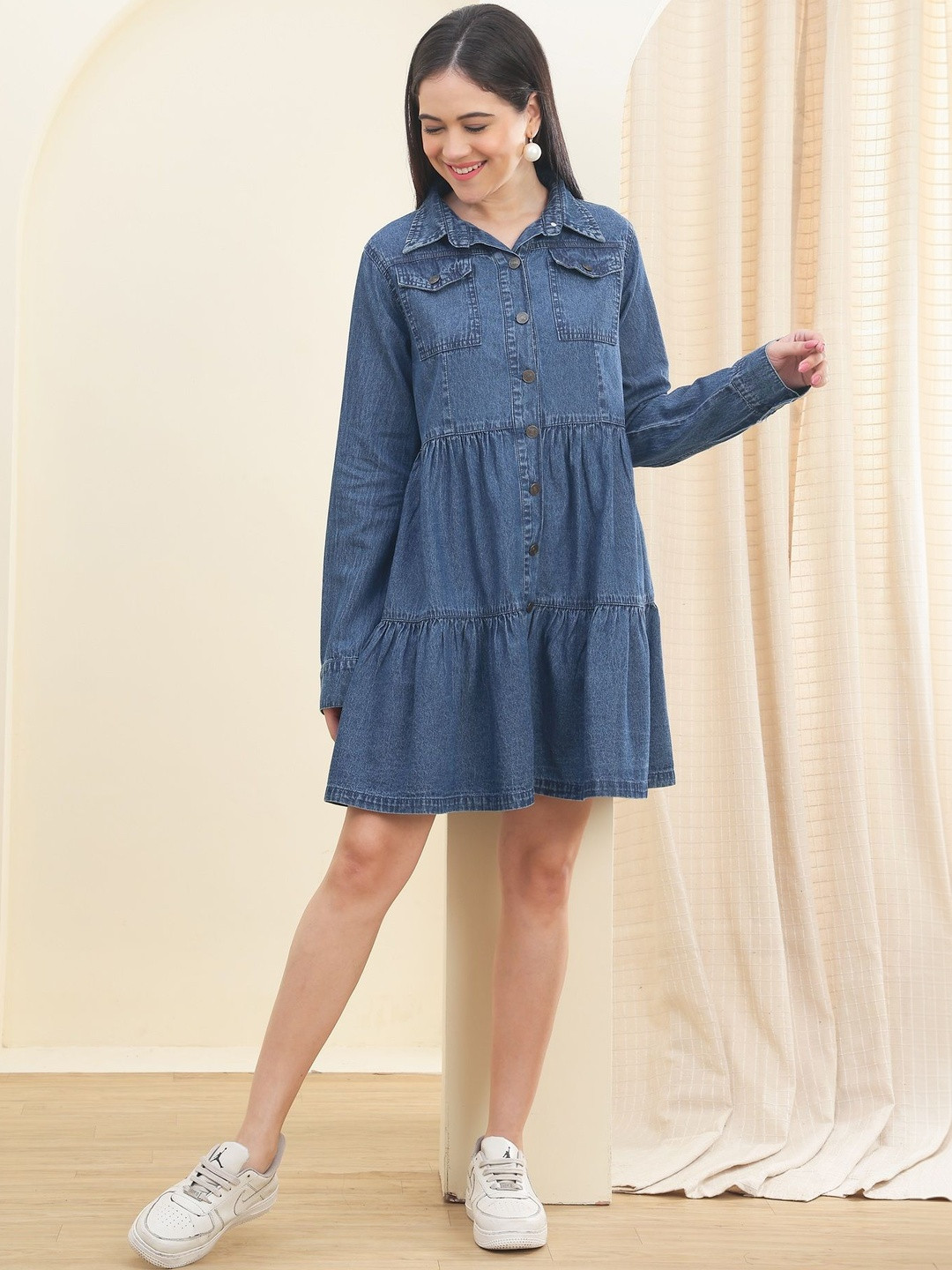 PUELLA Denim Fit & Flare Mini Dress