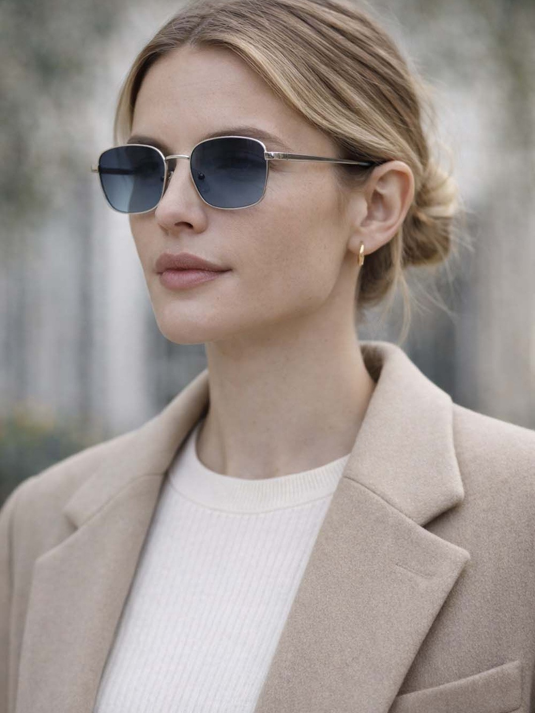 ACCENTZ Women Blue Lens & Silver-Toned Rectangle Sunglasses with