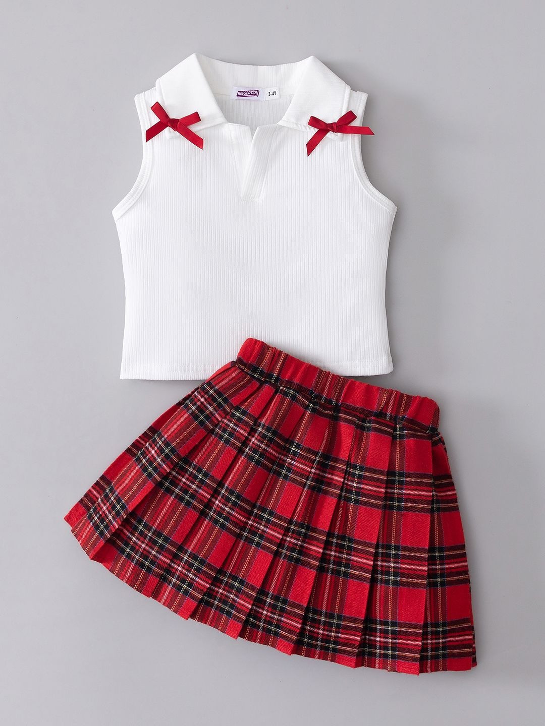 Hopscotch 2-Pc Bow Applique Collared Skirt Set
