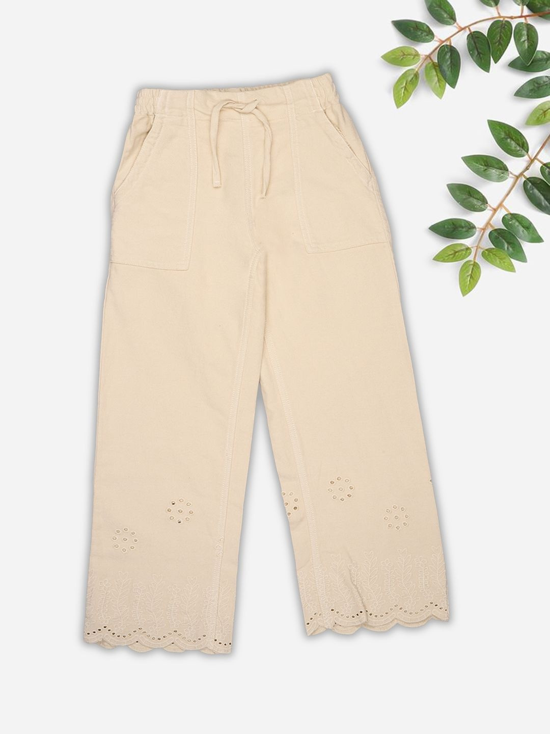Pantaloons Junior Girls Embroidered Trousers