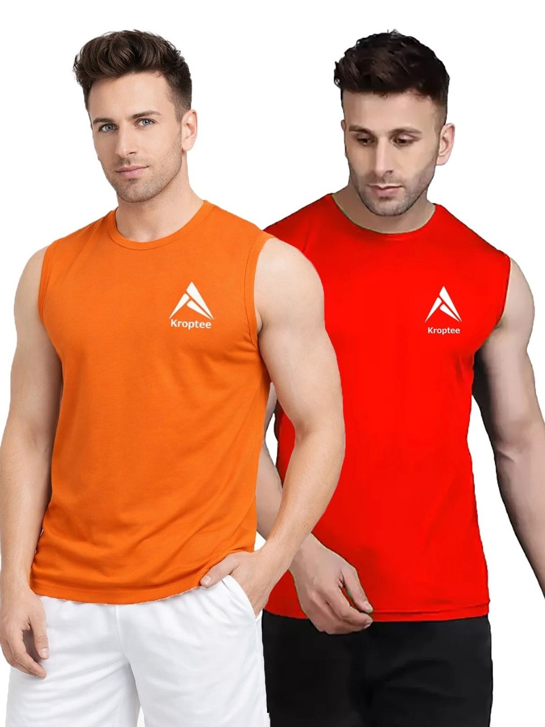 Kroptee Pack of 2 Cotton Blend Gym Vest