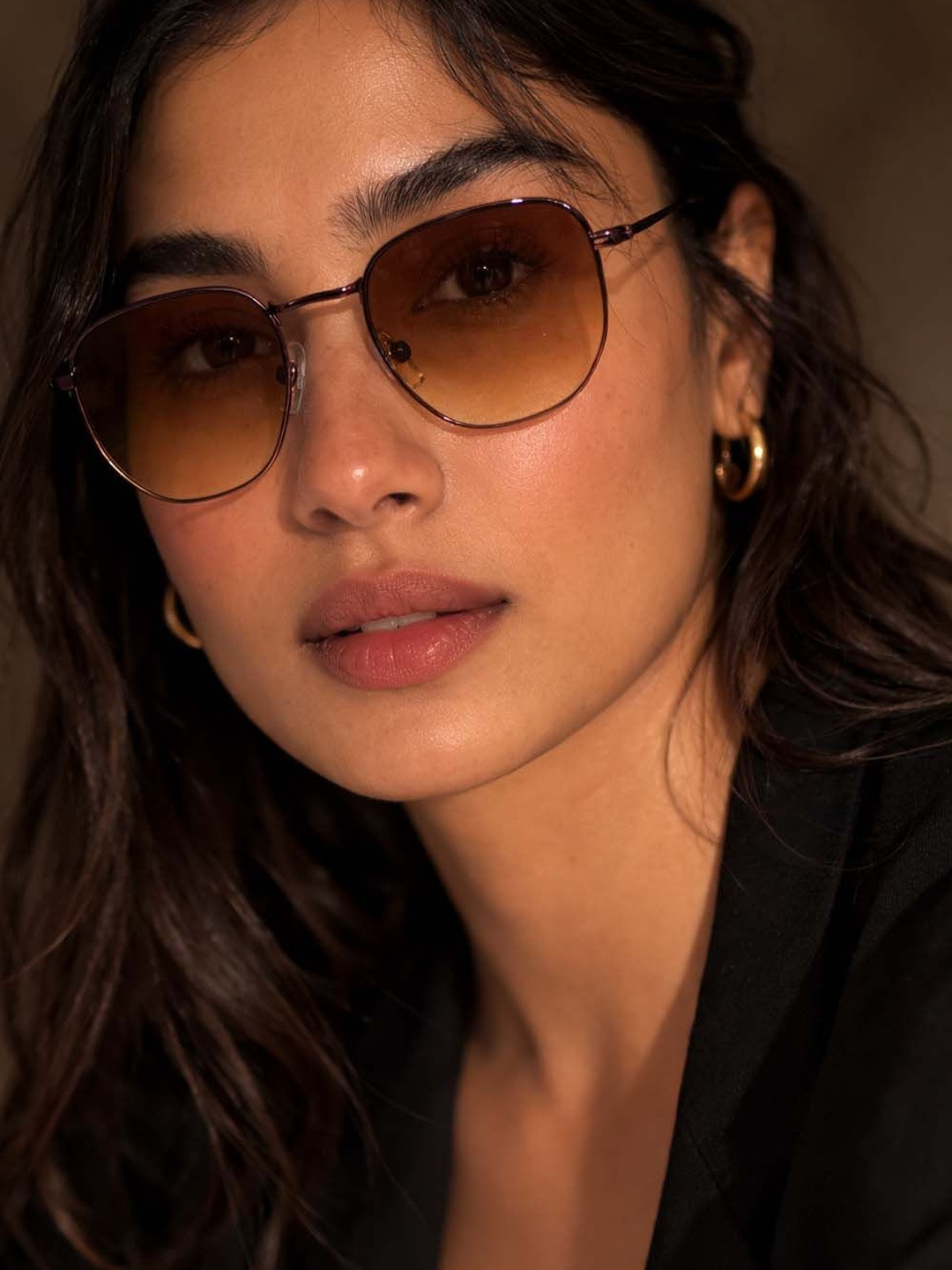ACCENTZ Women Brown Lens & Gunmetal-Toned Rectangle Sunglasses with