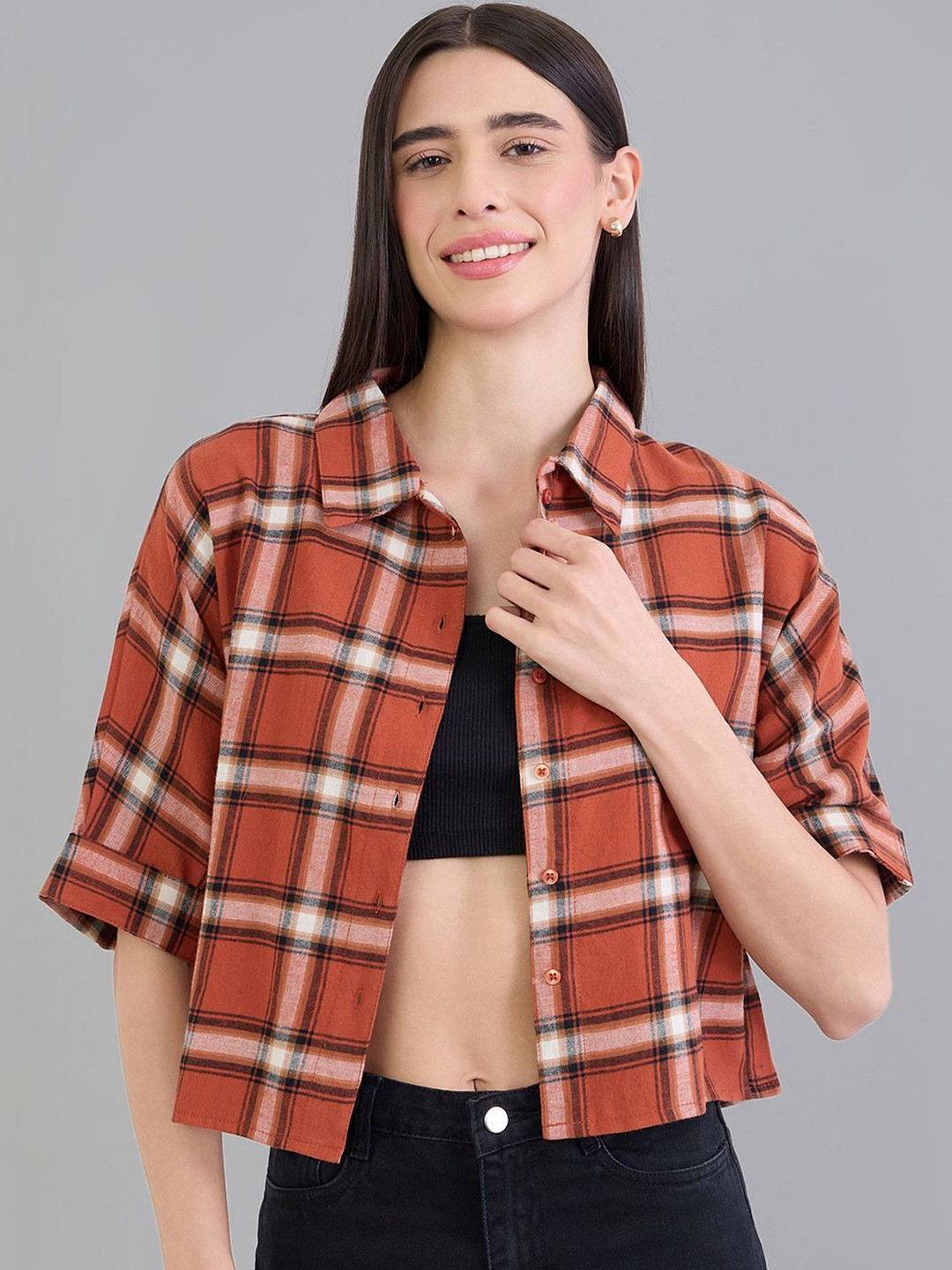 CHIMPAAANZEE Women Checked Casual Shirt