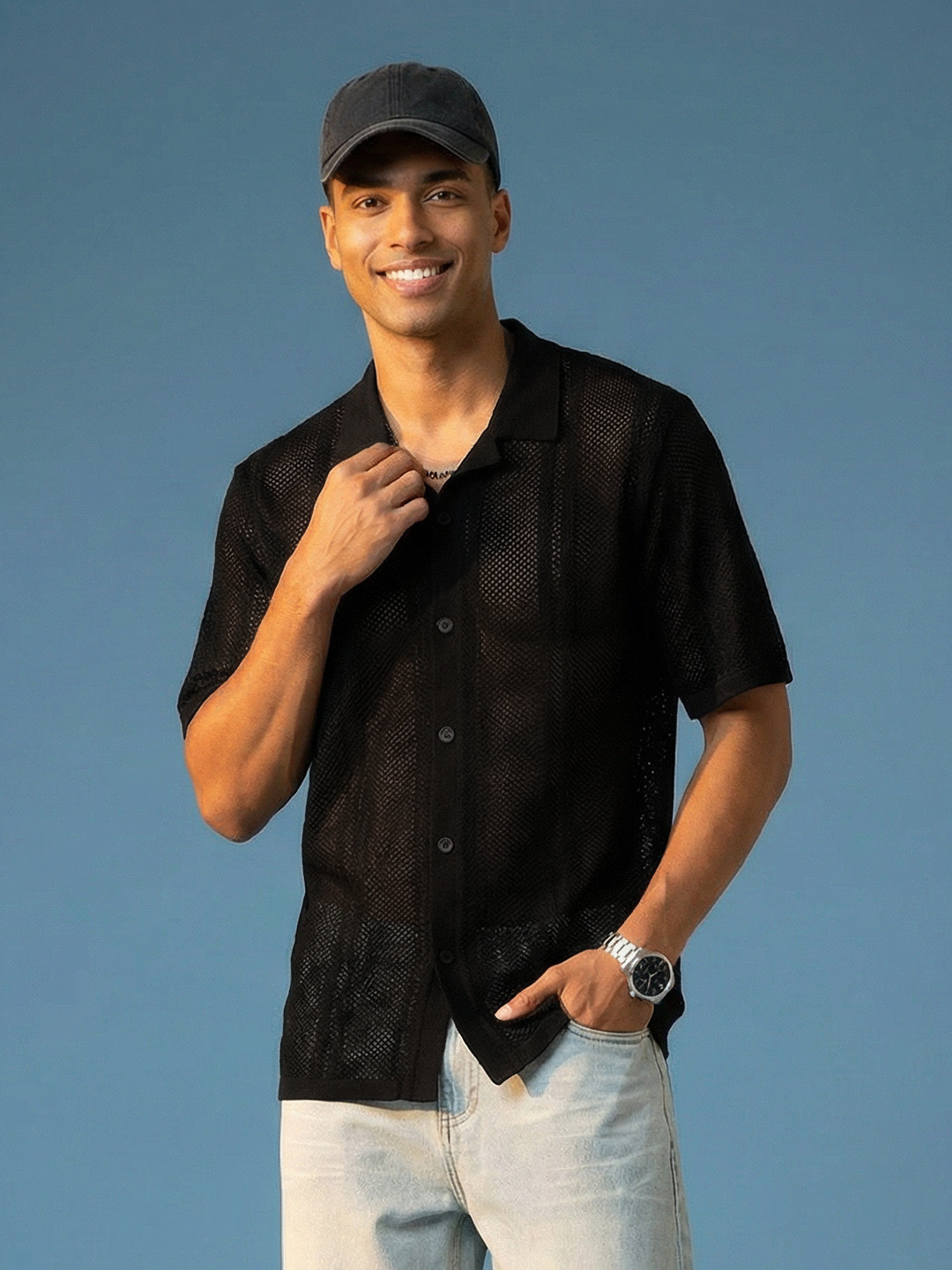 HERE&NOW Self Design Textured Shirt