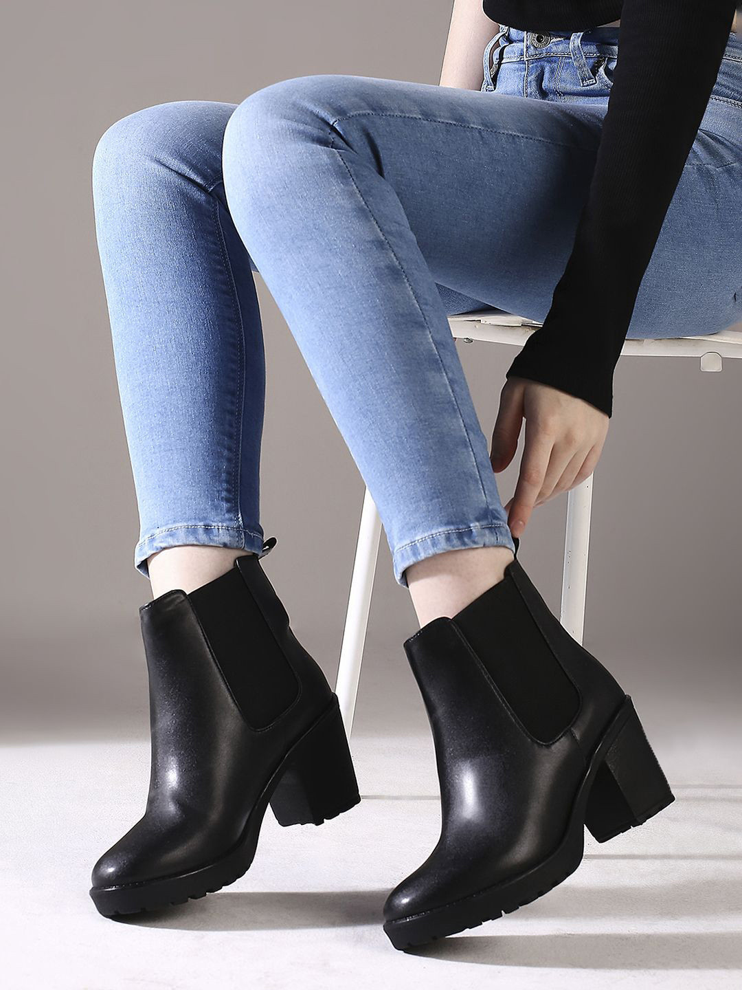 Inc 5 Women Round Toe Block Heel Chelsea Boots