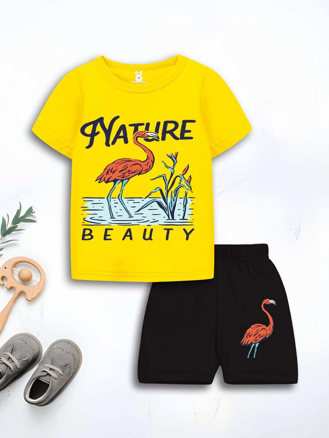 KIDSCRAFT Girls Printed T-shirt with Shorts