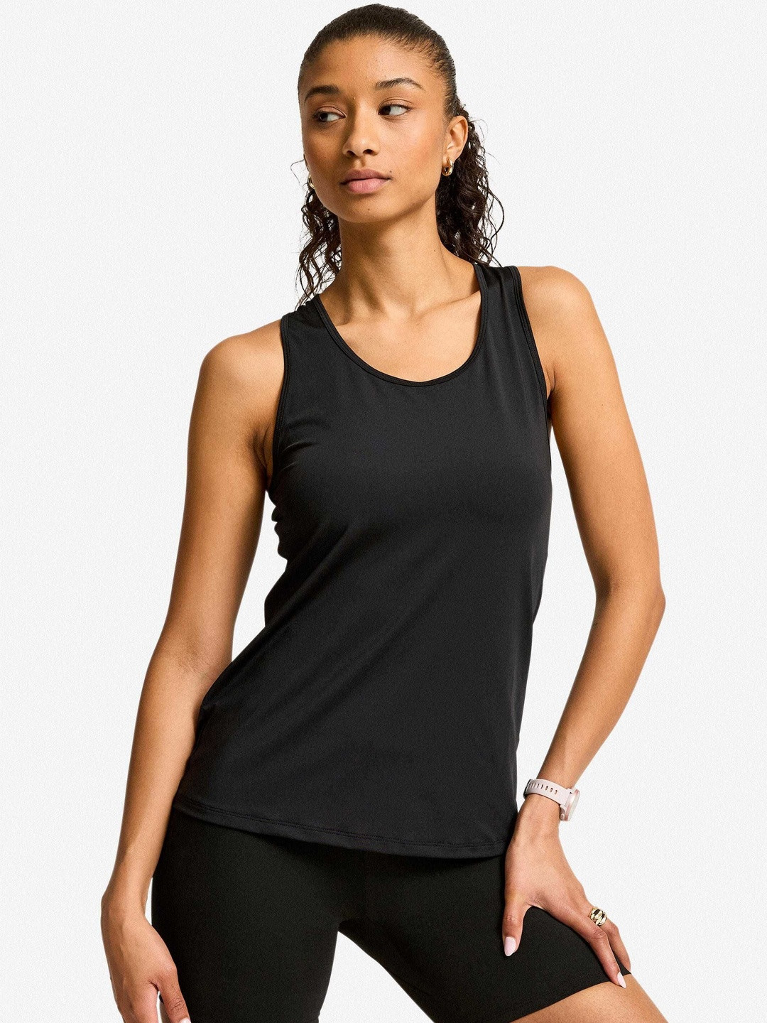 Decathlon Women Black Stretchable Workout Tank Tops