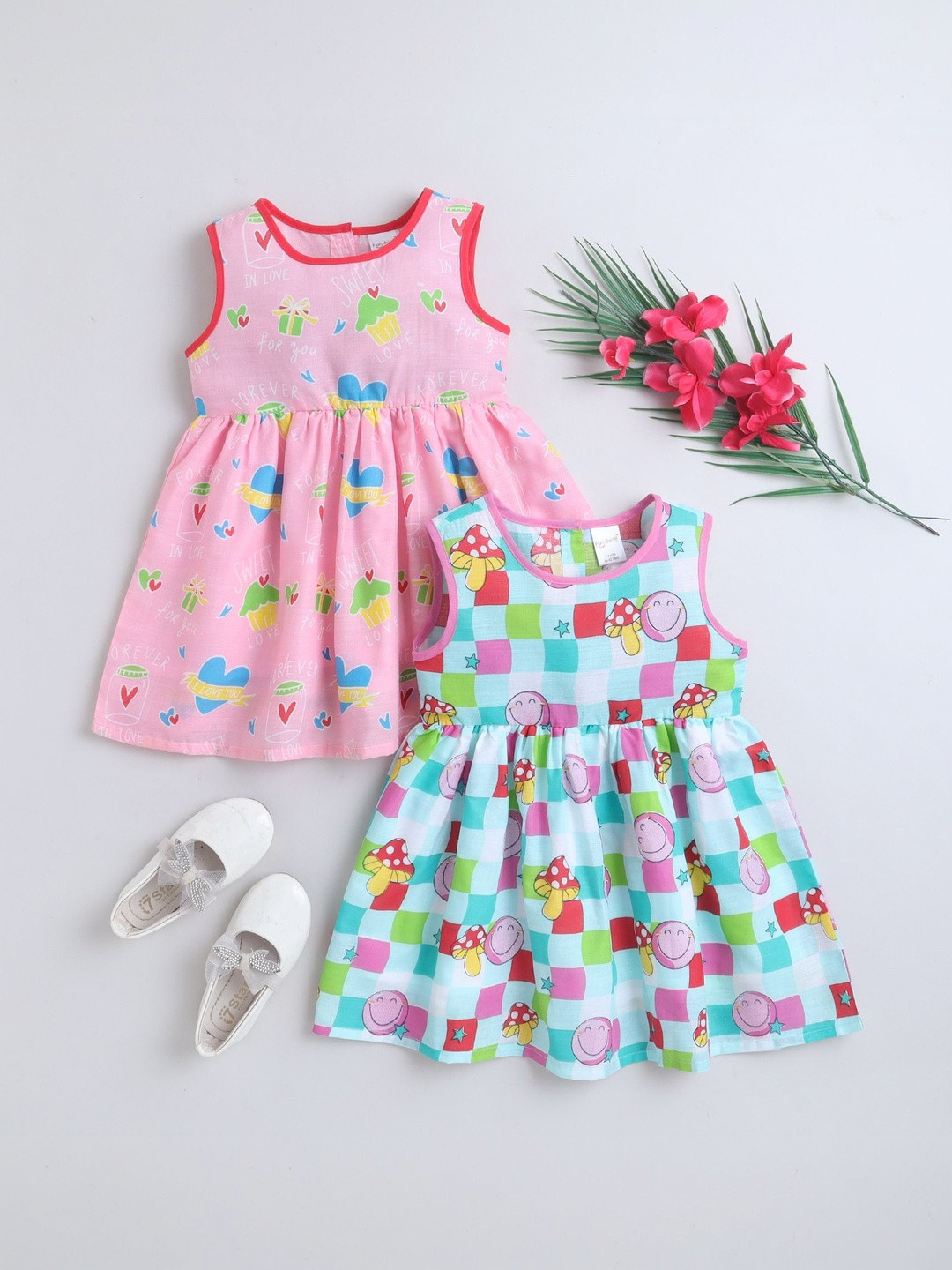 Funshine Girls Pack of 2 Floral Printed Fit & Flare Dress