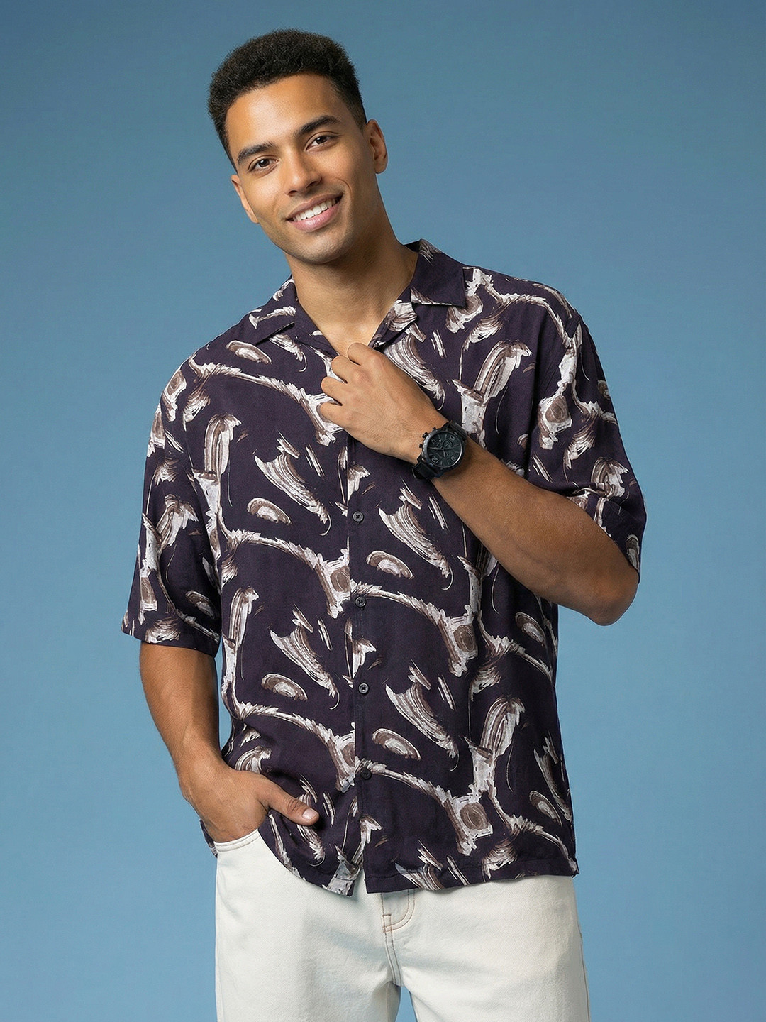 HERE&NOW Abstract Printed Relaxed Fit Casual Shirt