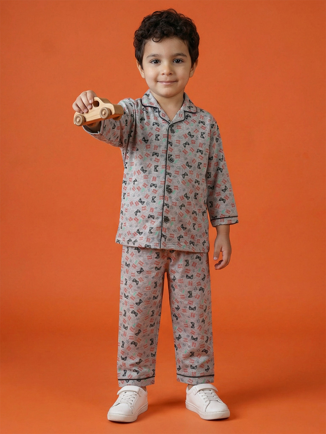 CLAP Boys Game Print Cotton full sleeves Night Suit