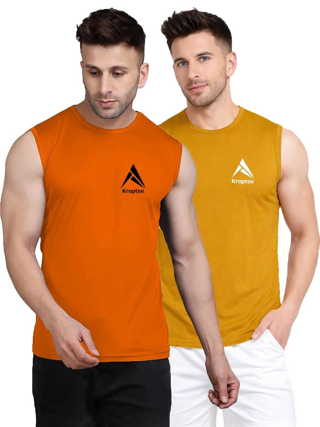 Kroptee Pack of 2 Cotton Blend Gym Vest