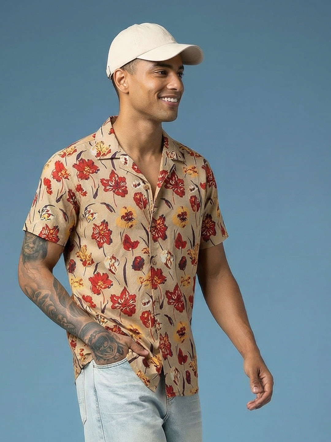 HERE&NOW Pure Cotton Floral Printed Casual Shirt