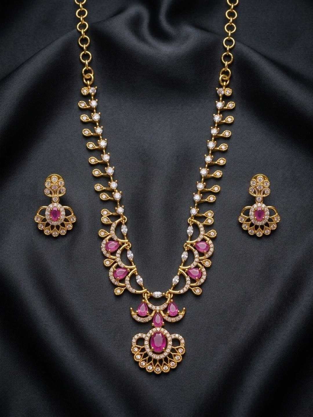 Talish Gold-Plated American Diamond Necklace and Earrings