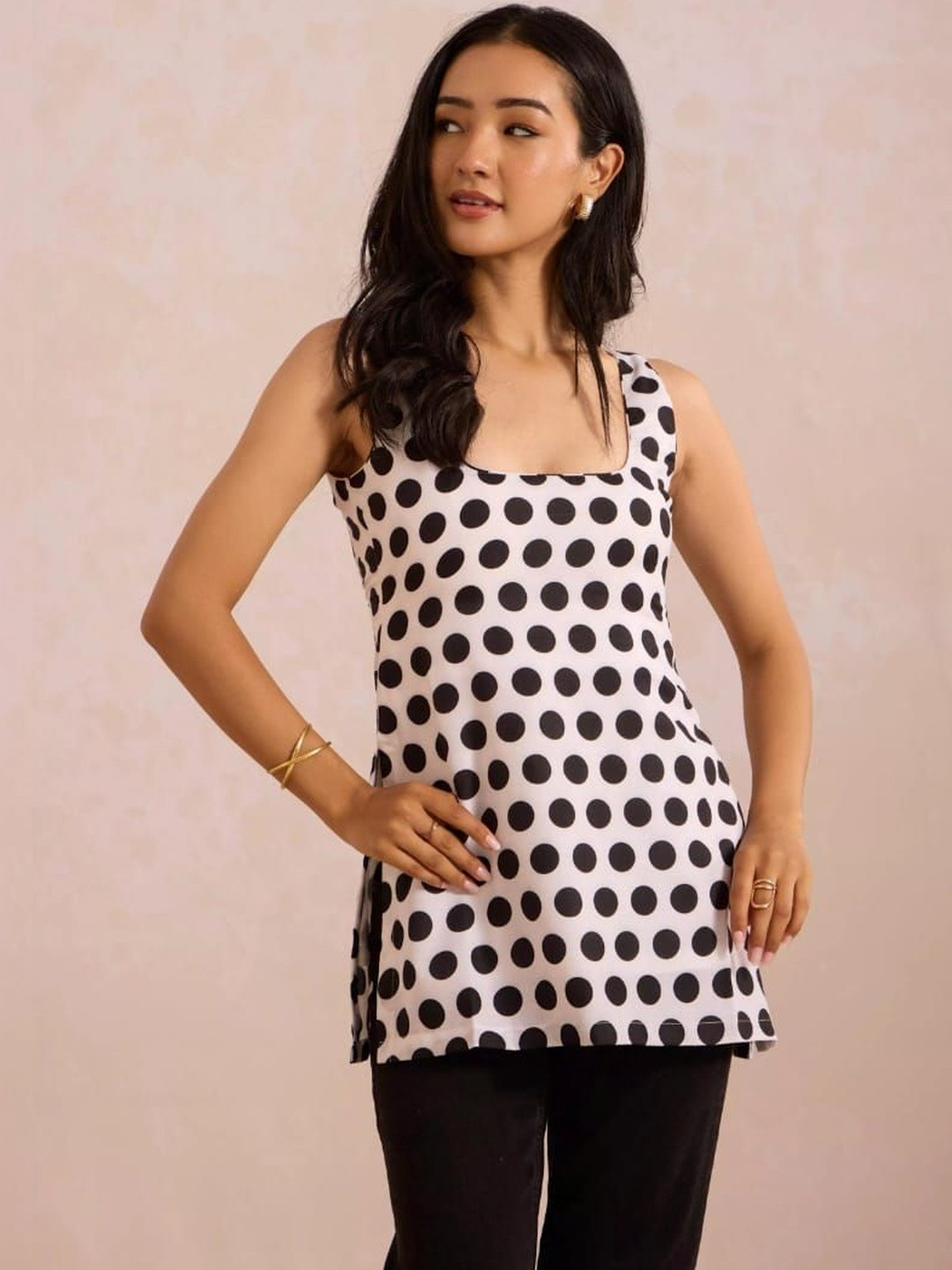 Classy Creation Polka Dot Printed Square Neck Kurti